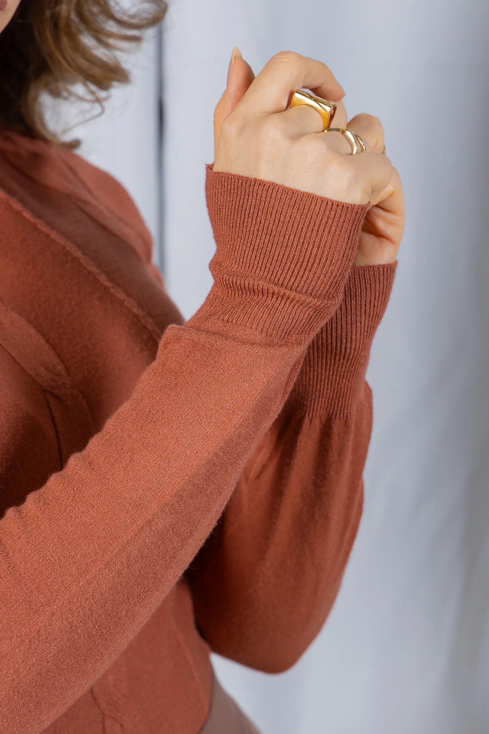 Tricot Manga Longa em Modal Violeta Terracota