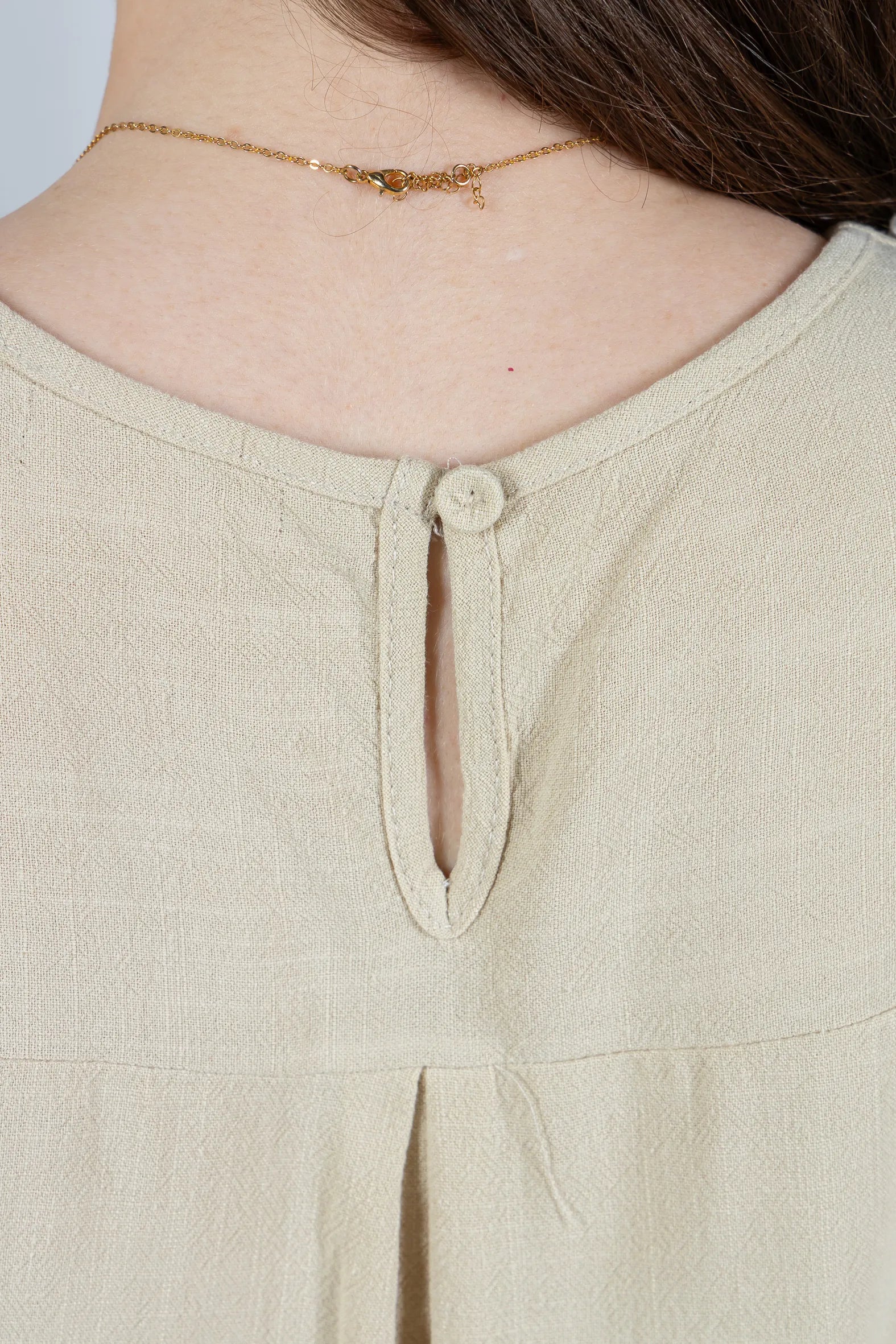 Regata Detalhe Flores Colo Visco Linho Giovana Verde Claro