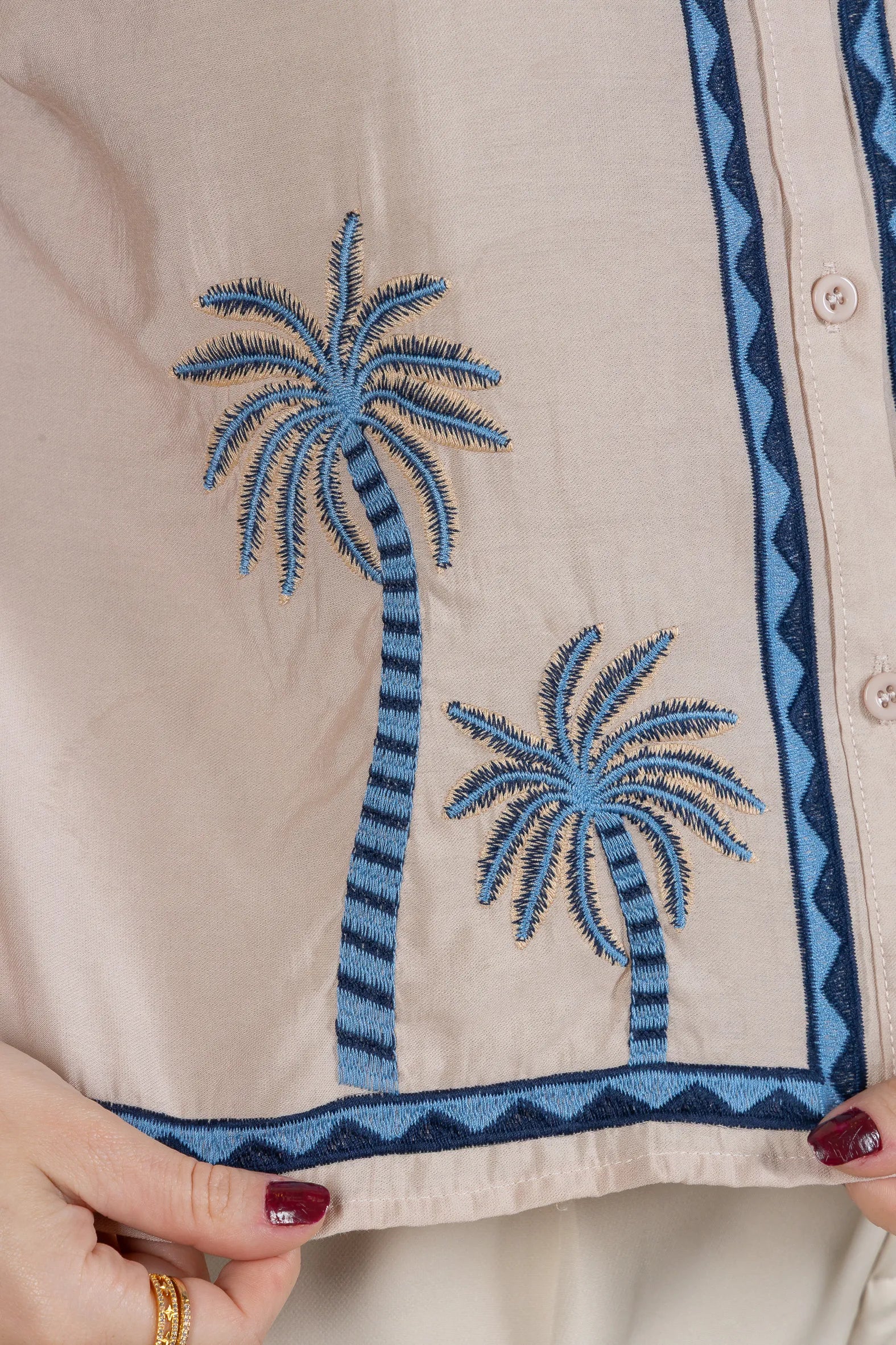 Camisa Regata Detalhe Bordado Visco Brise Fabi Rose