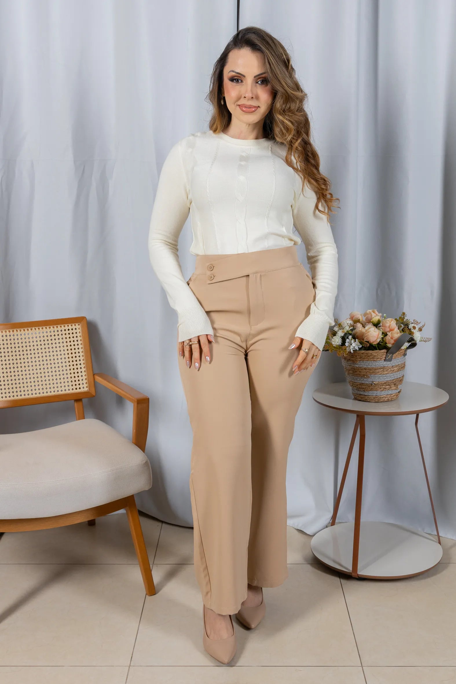 Tricot Manga Longa em Modal Violeta Creme