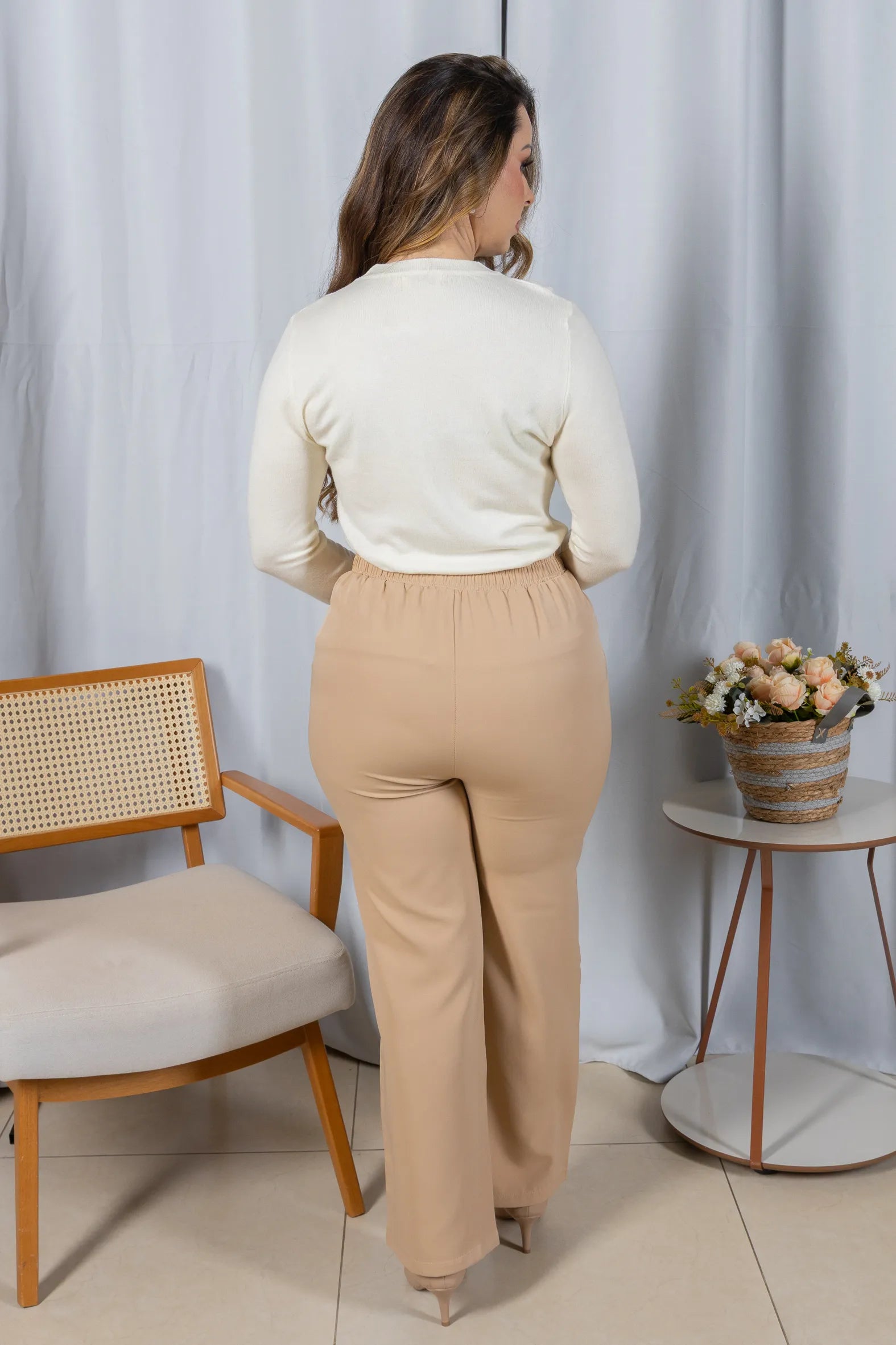 Tricot Manga Longa em Modal Violeta Creme