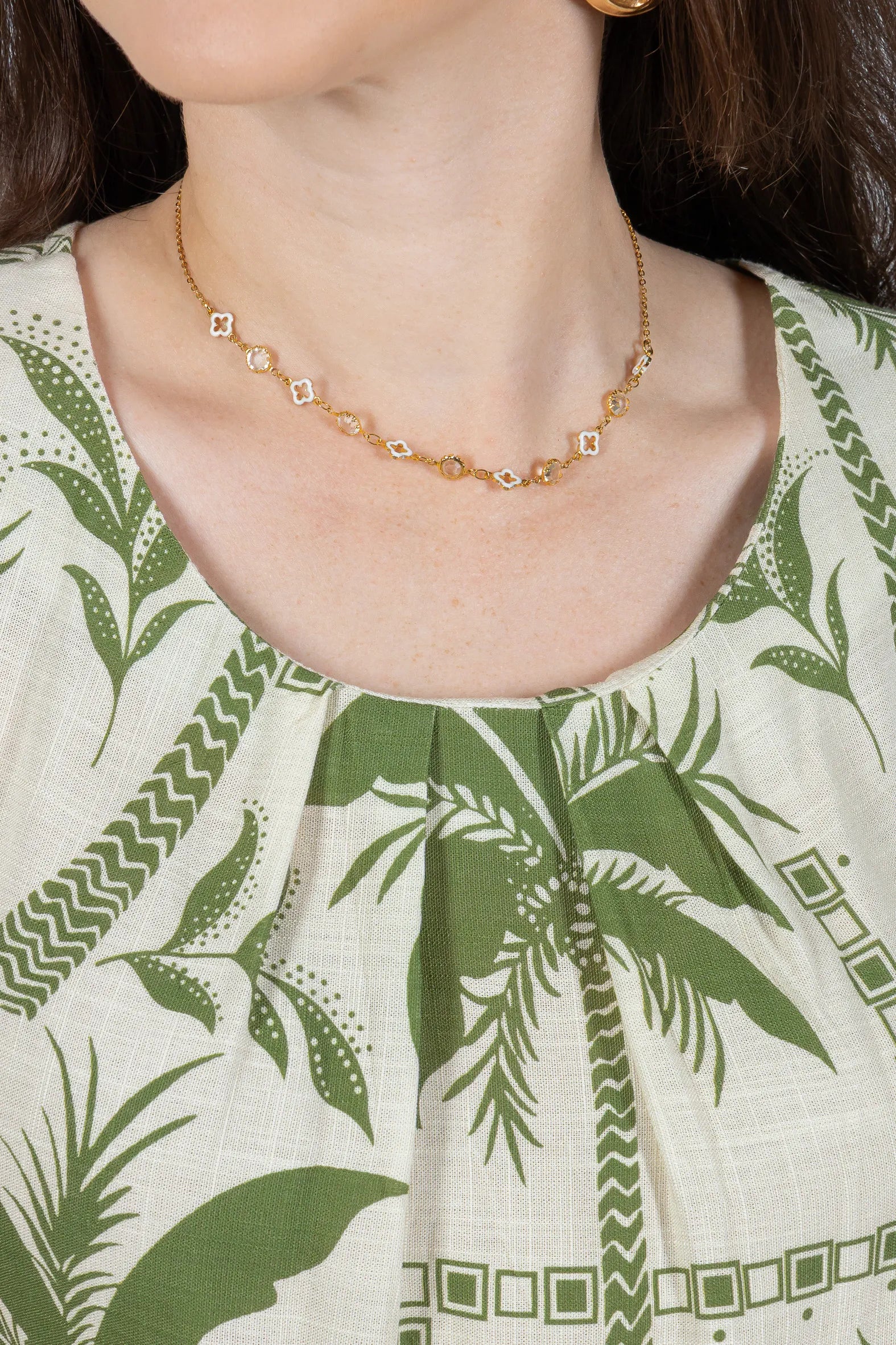 Regata Pregas Colo Viscose Sônia Estampada Verde