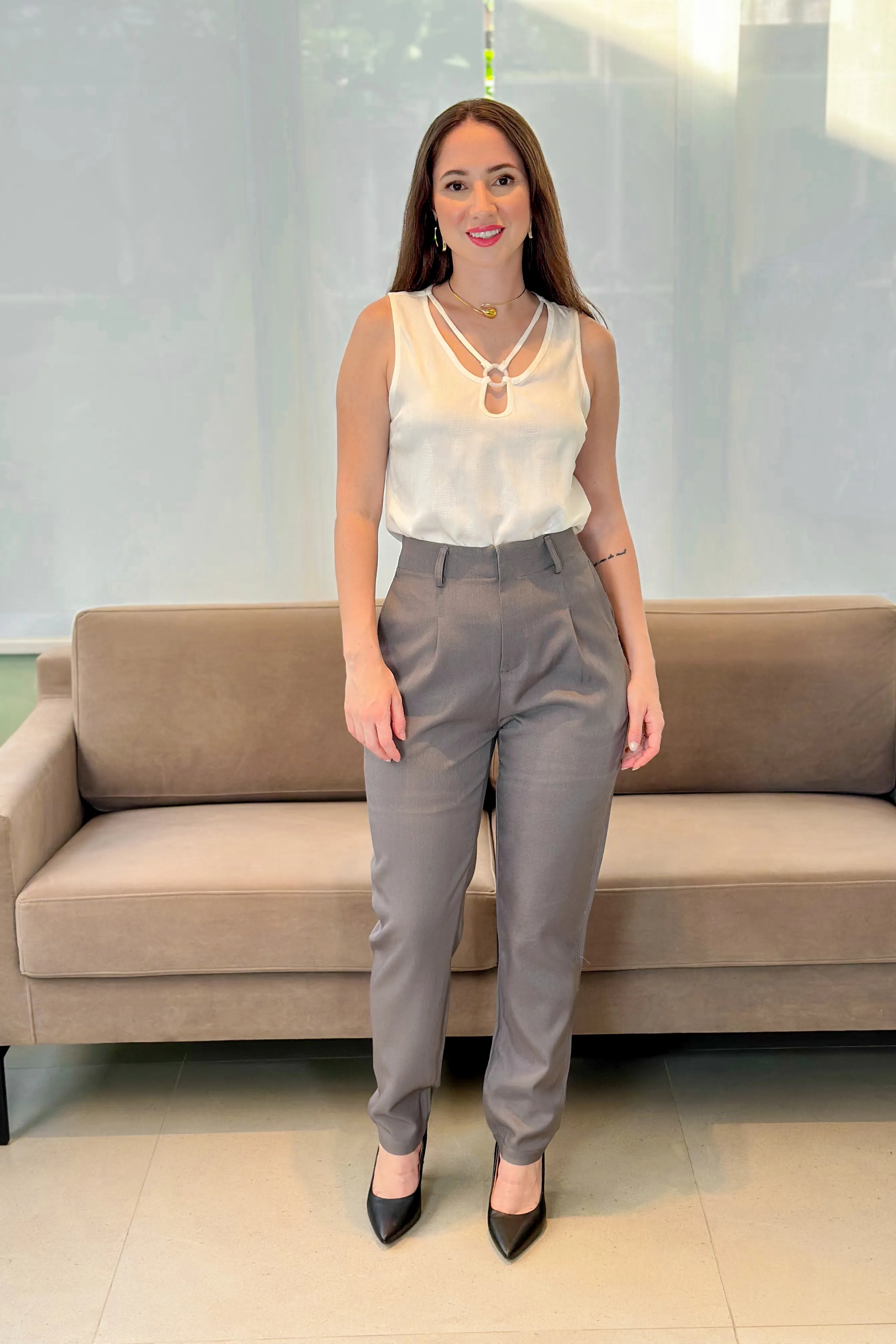 Regata Em Viscose Detalhe Colo Emma Branca