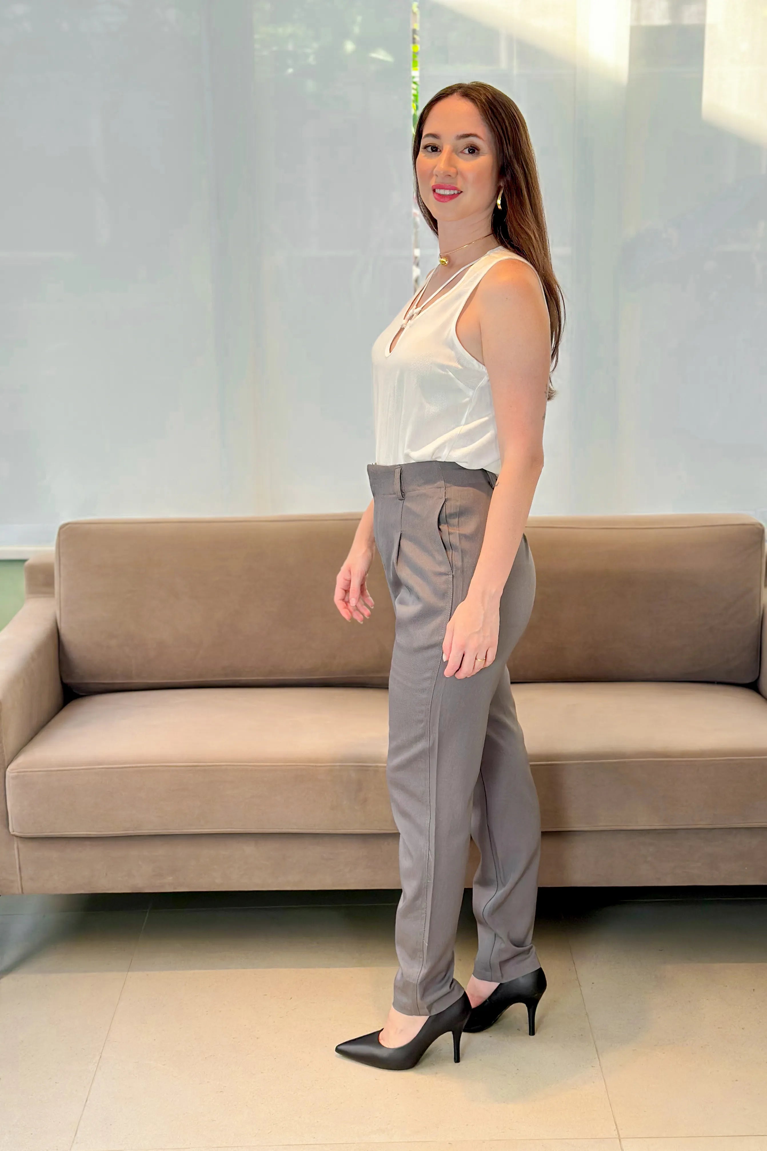 Regata Em Viscose Detalhe Colo Emma Branca