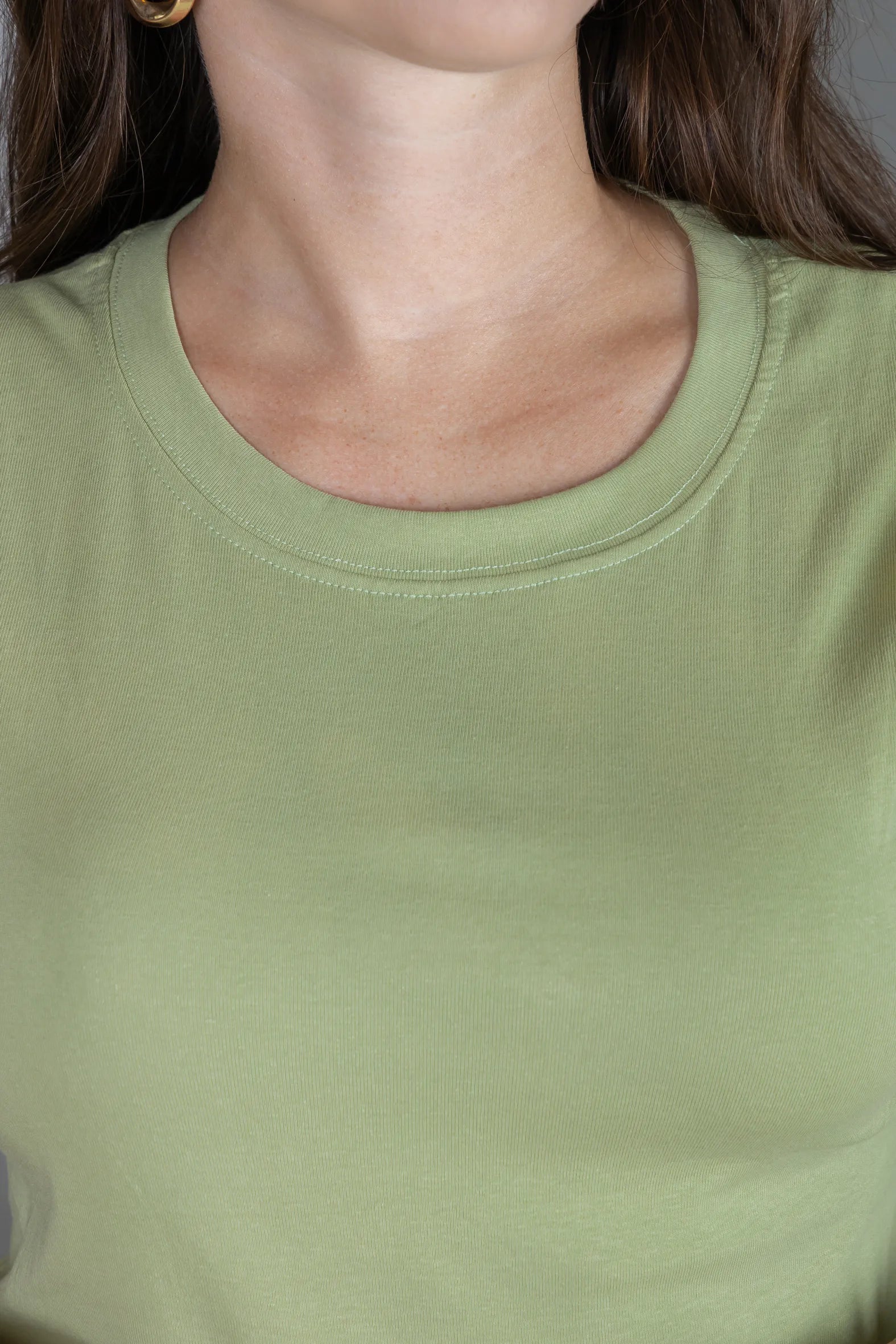 Blusa Manga Curta em Cotton Lycra com Detalhe Rendado Elise Verde