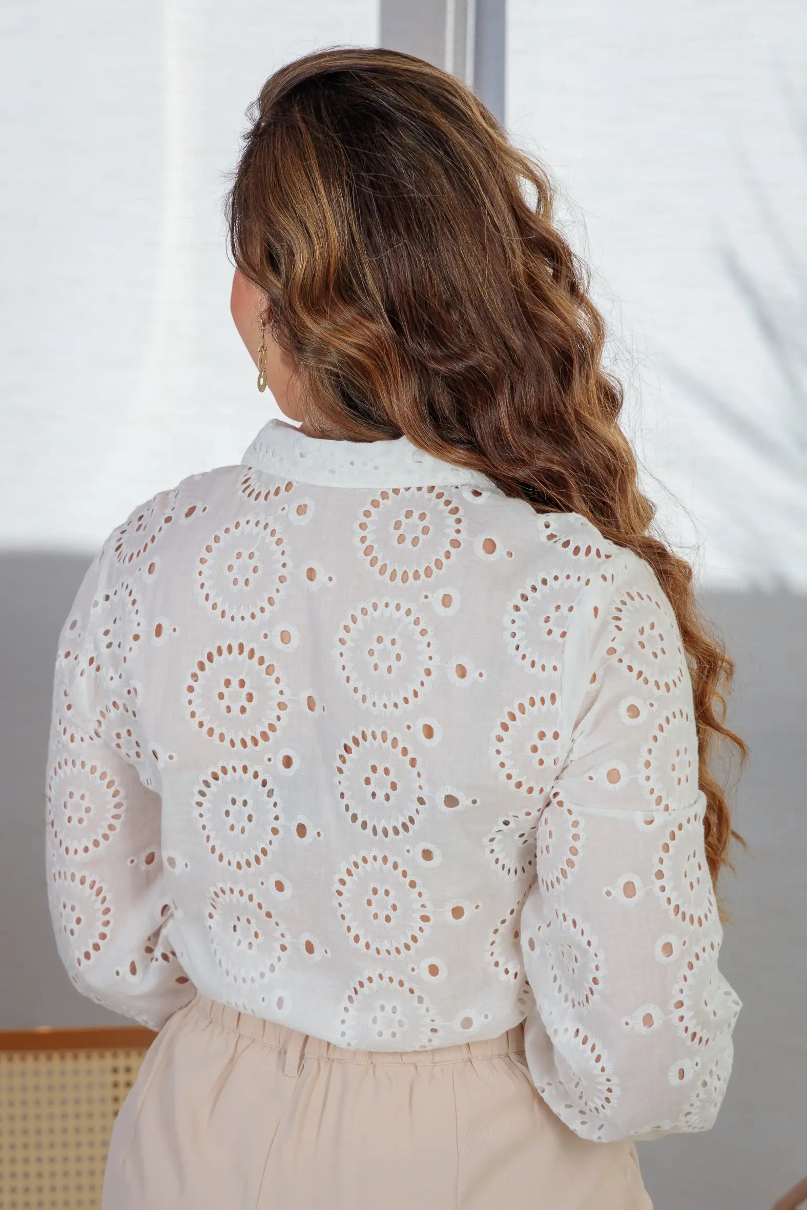 Camisa Manga Longa Em Laise Maia Branca