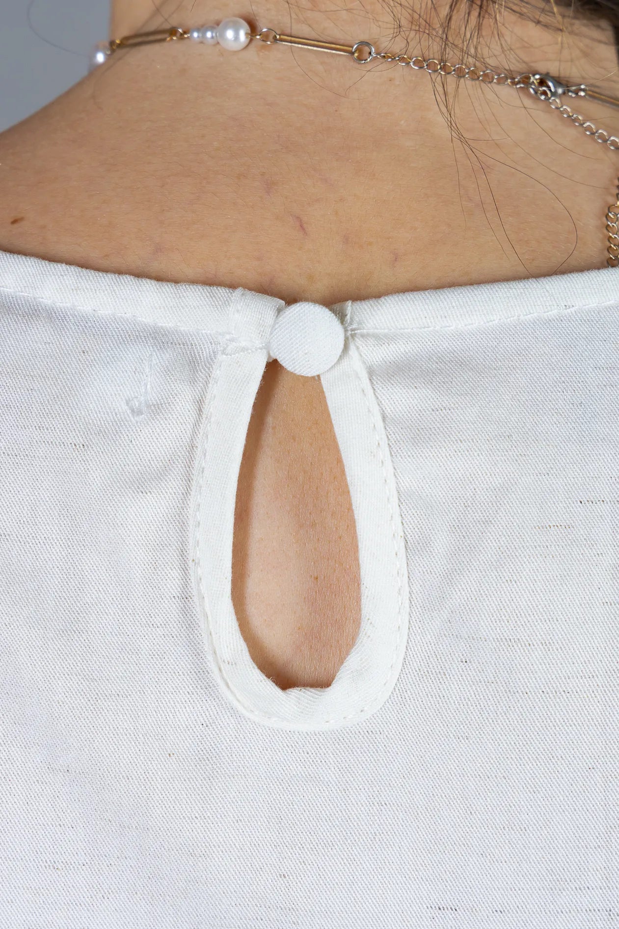 Blusa Manga Curta em Visco Mix com Detalhes Bordados Graziela Off White