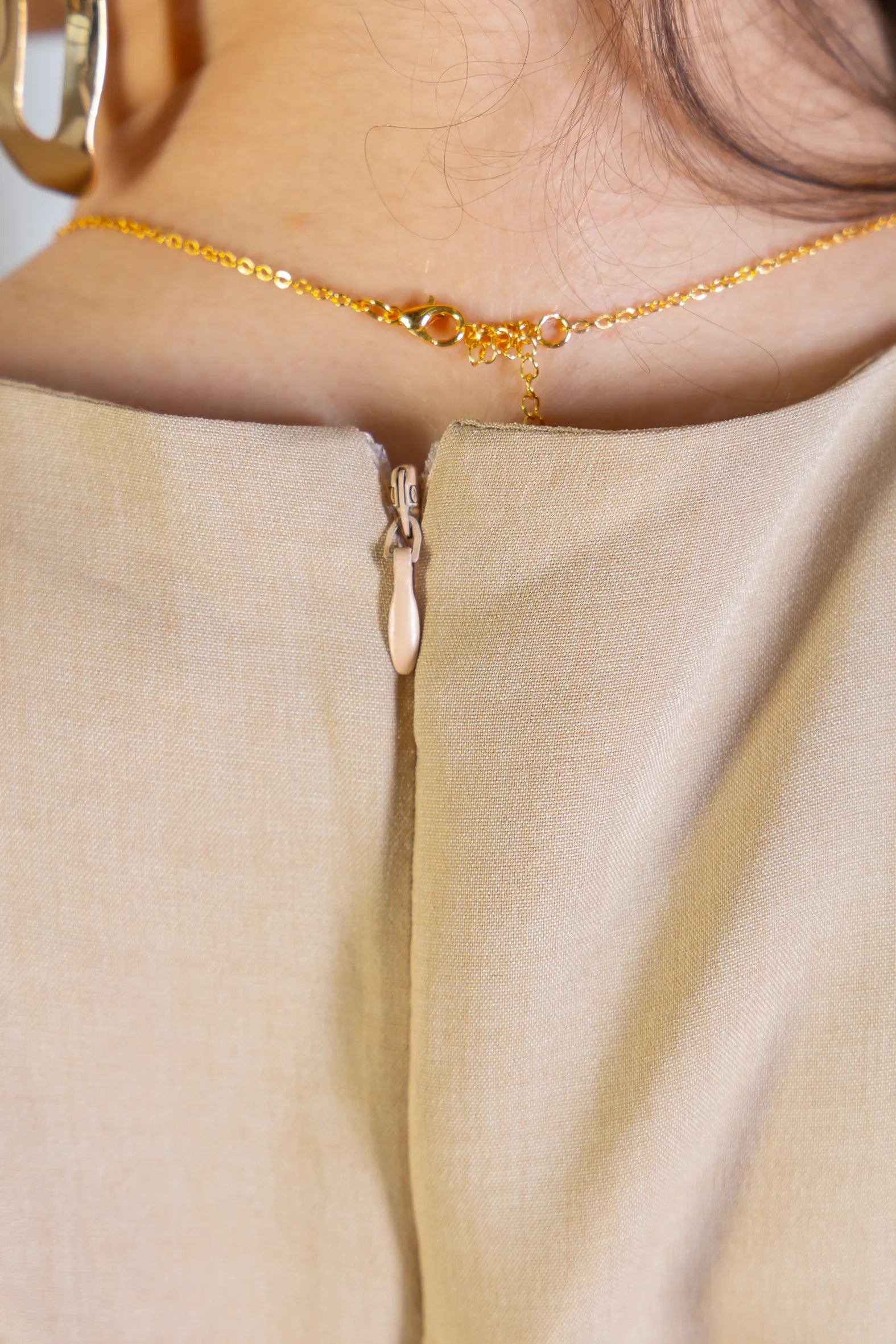 Vestido Longo Detalhe Cinto Patrícia Poeta Bege