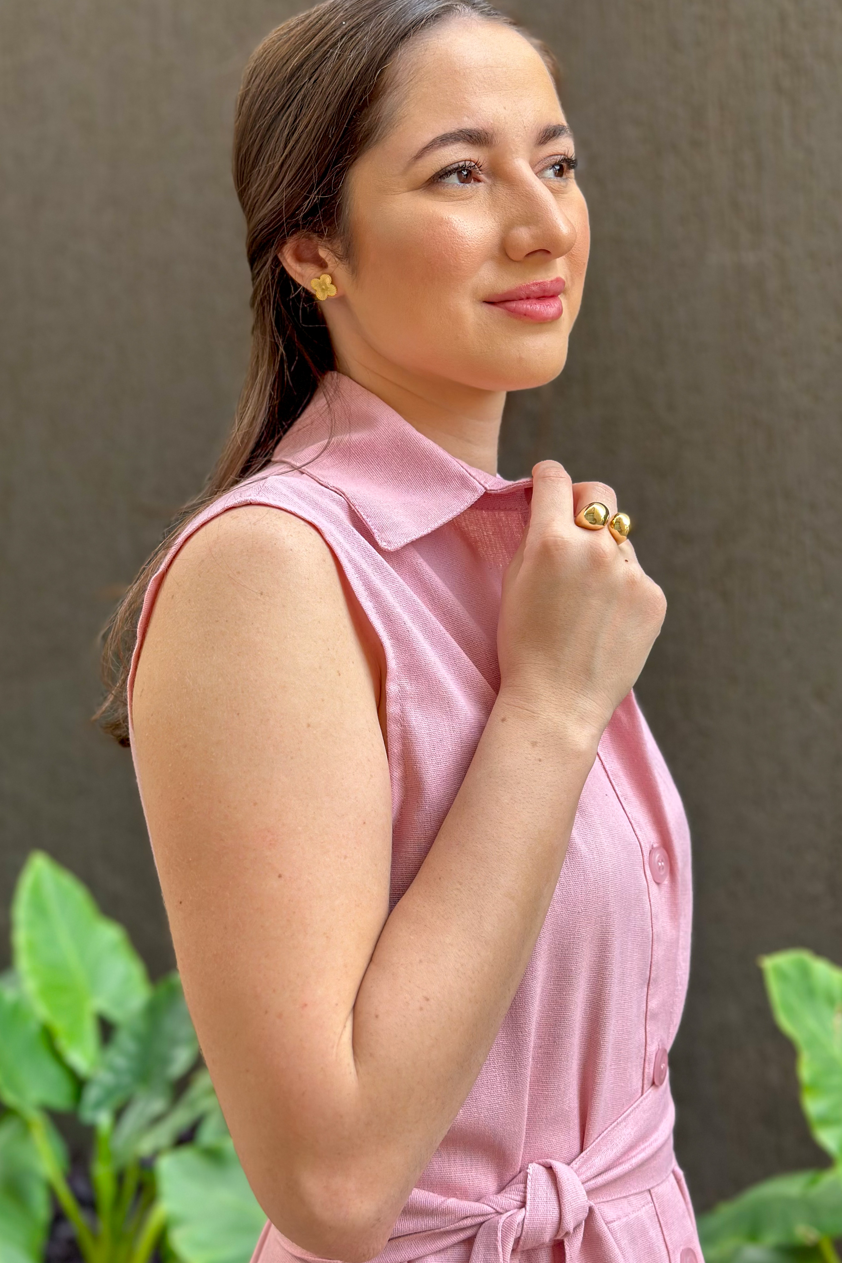 Vestido Midi Regata Detalhe Botões Jasmin Rosa