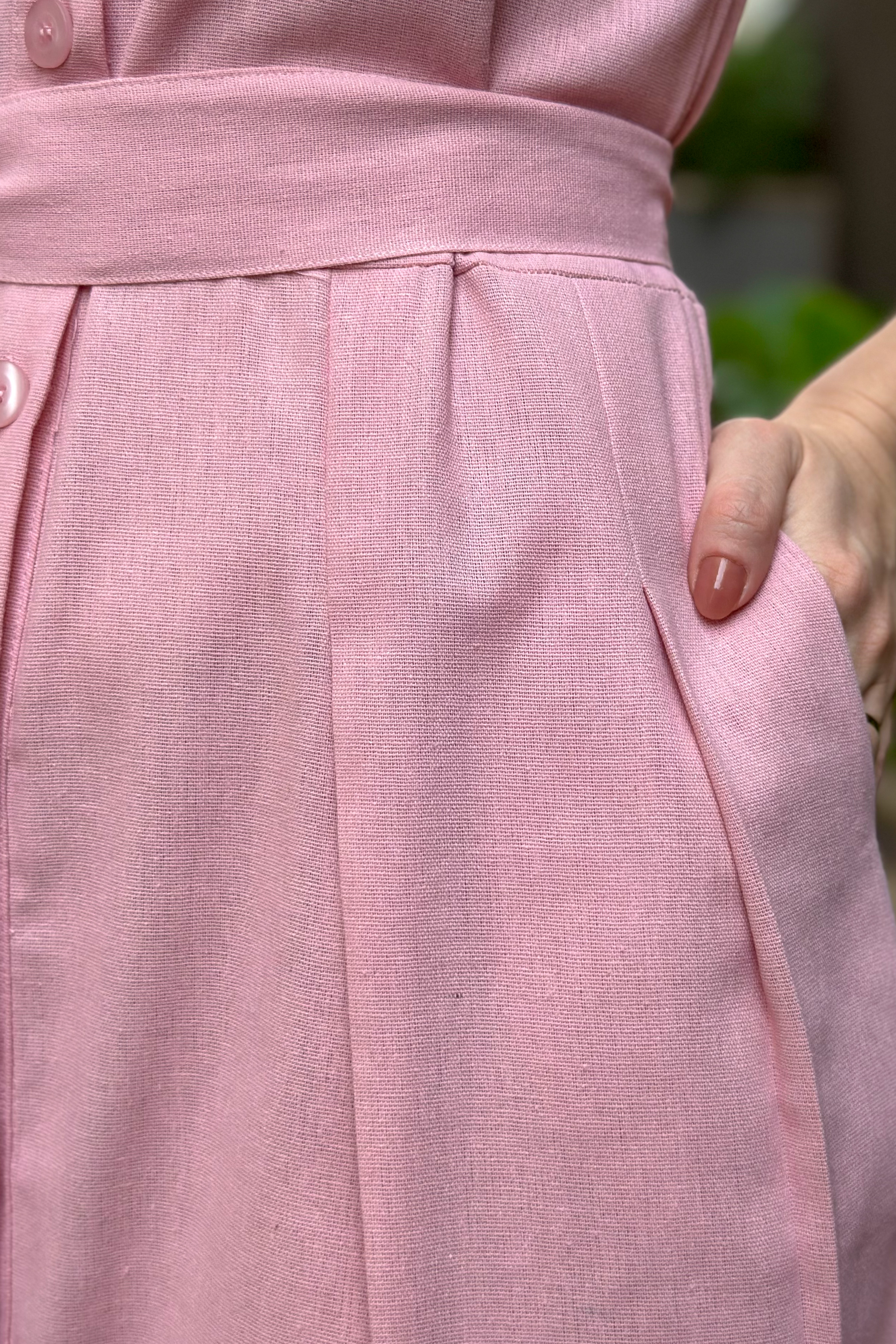 Vestido Midi Regata Detalhe Botões Jasmin Rosa