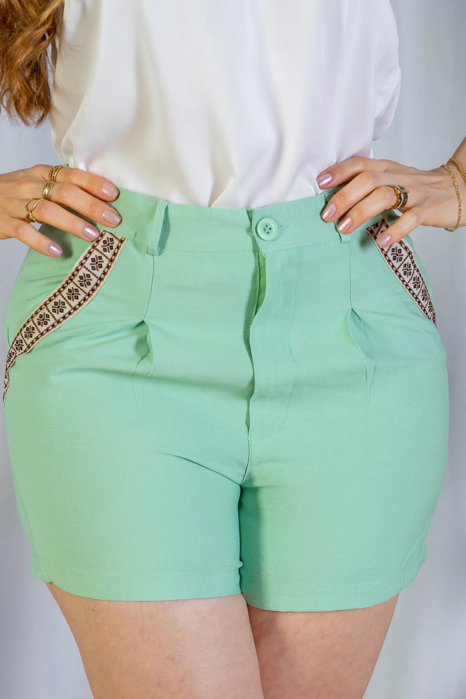 Shorts Detalhe Bolsos Cotton Maju Coutinho Verde