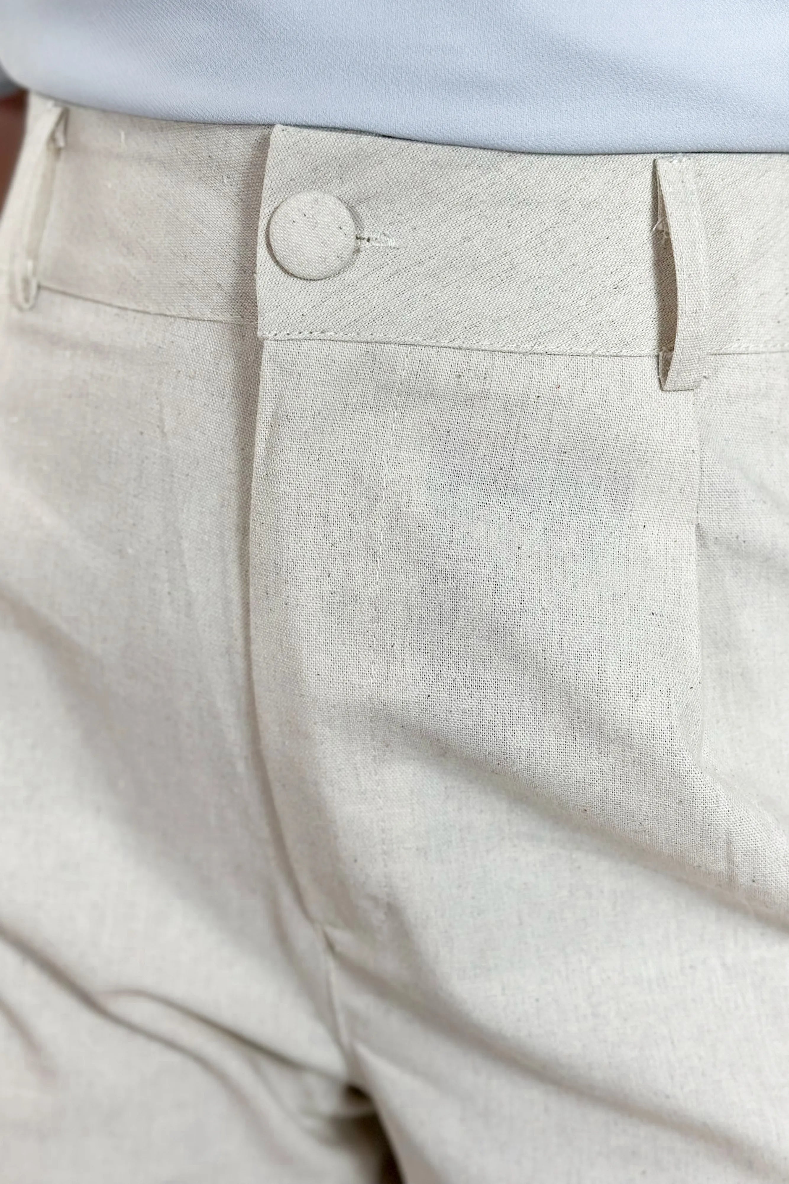 Calça Corte Reto Em Linho Soft Noemi Creme