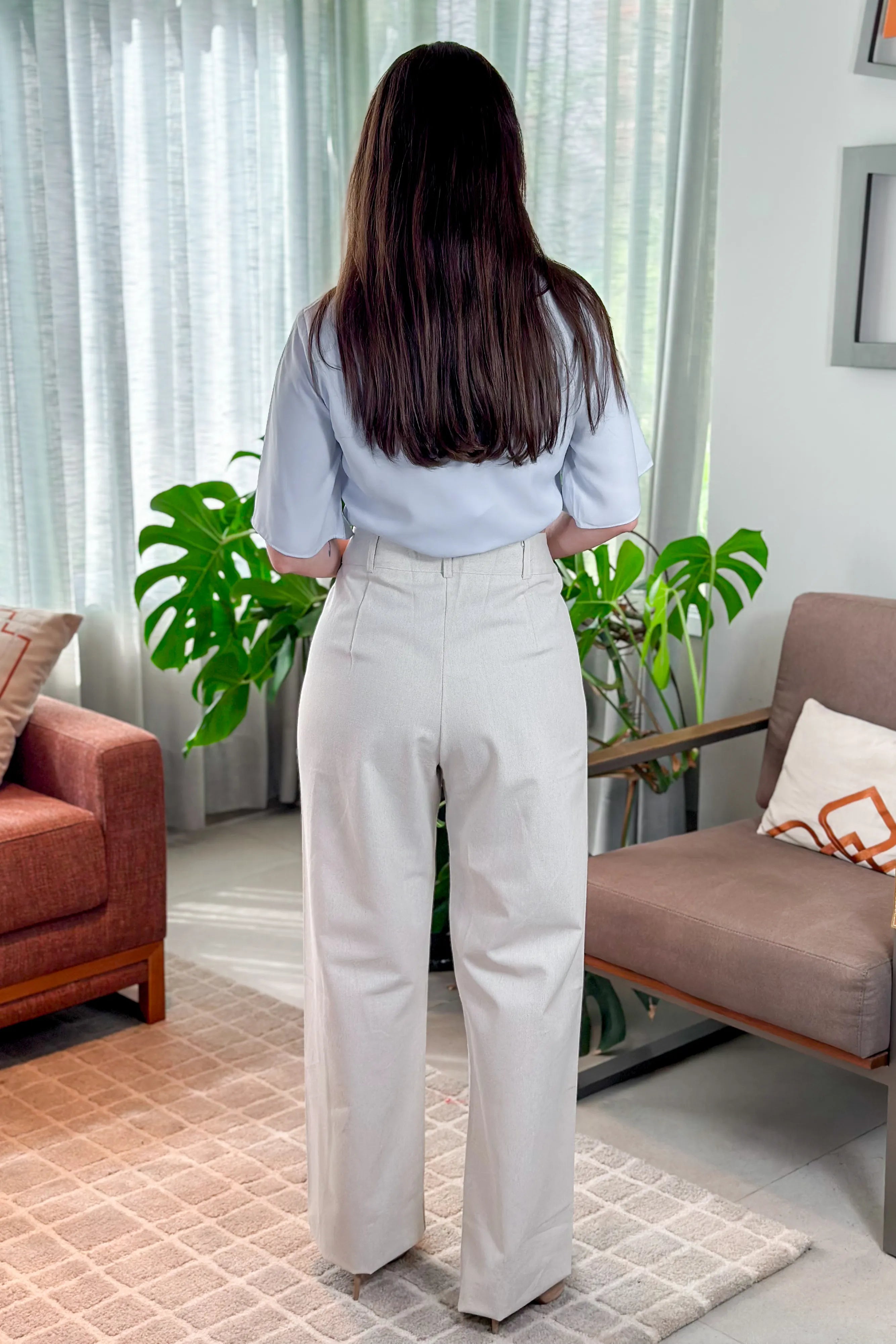 Calça Corte Reto Em Linho Soft Noemi Creme
