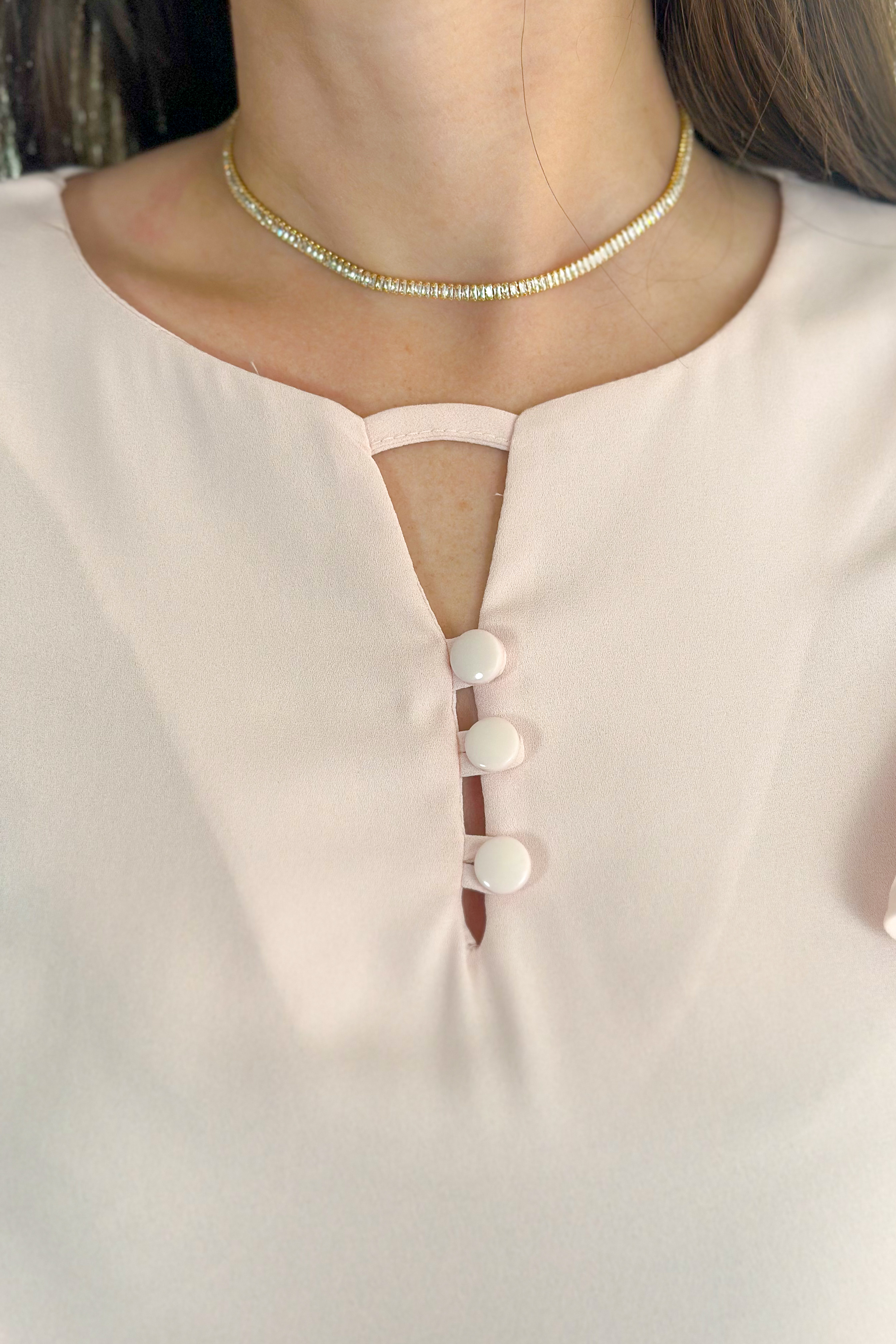 Blusa Decote "V" Babados Manga Ariane Rosa