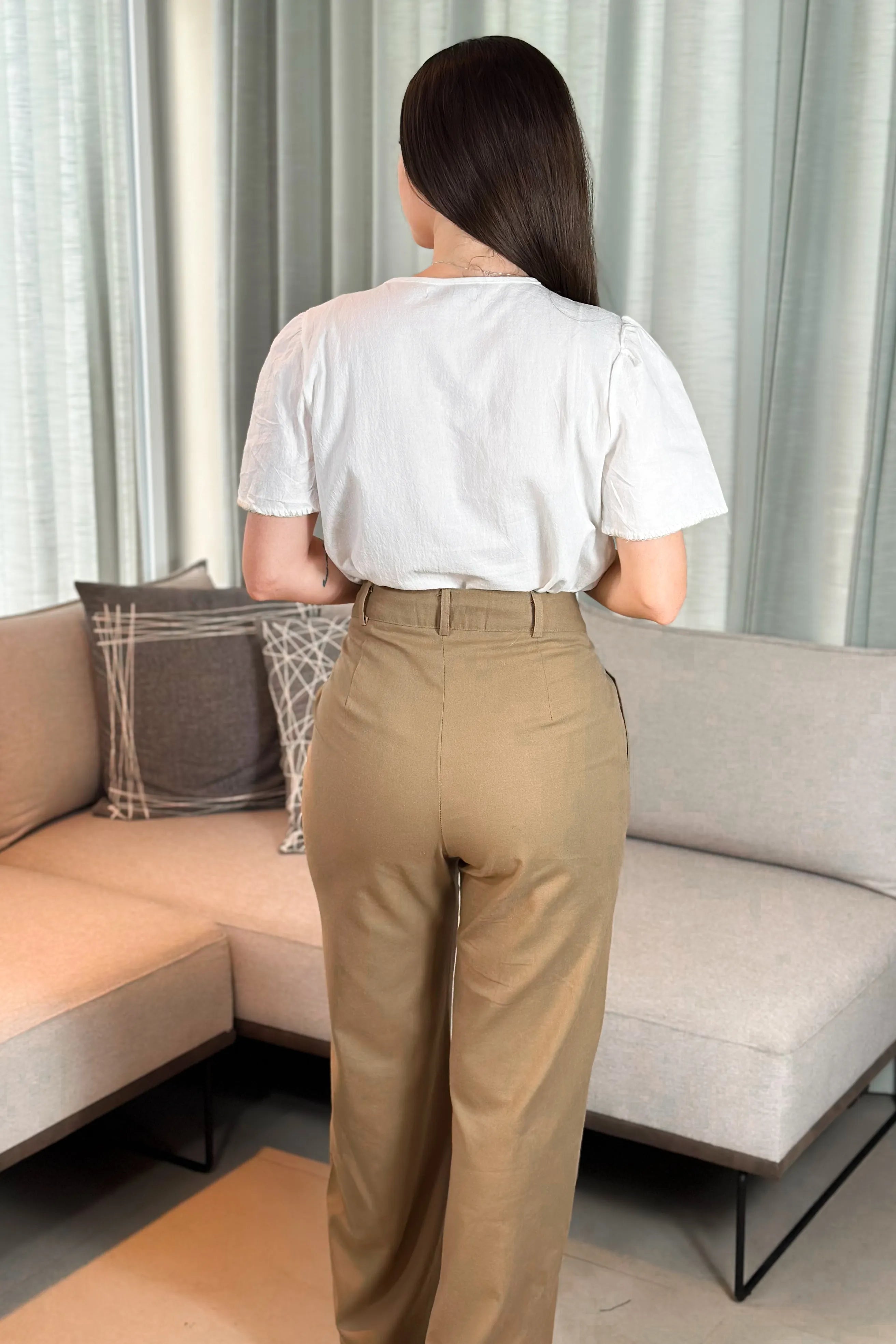 Blusa Manga Curta Cotton Premium Decote "V" Fabiana Branca