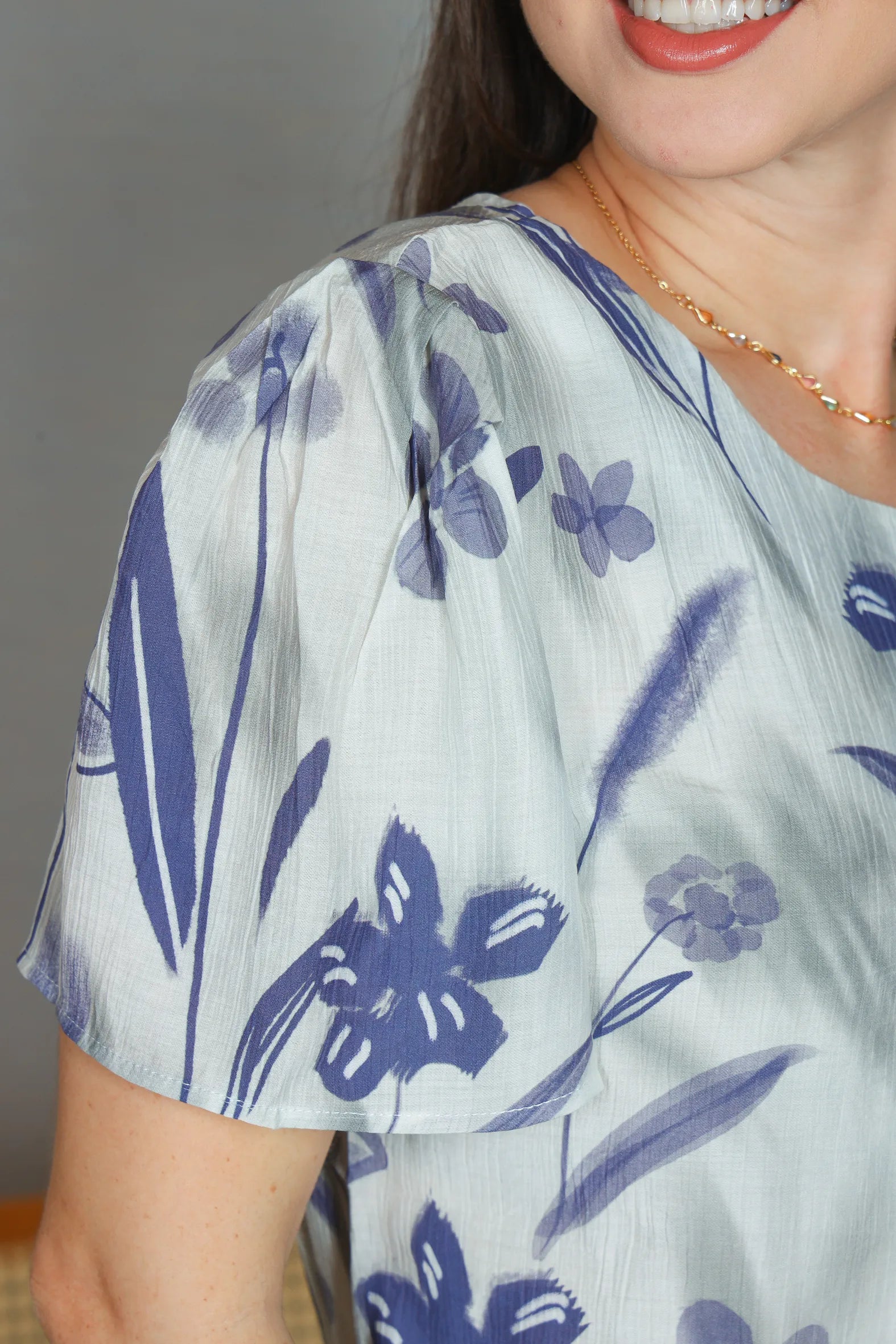 Blusa Manga Curta Visco Touch Estampa Floral Rosângela Violeta