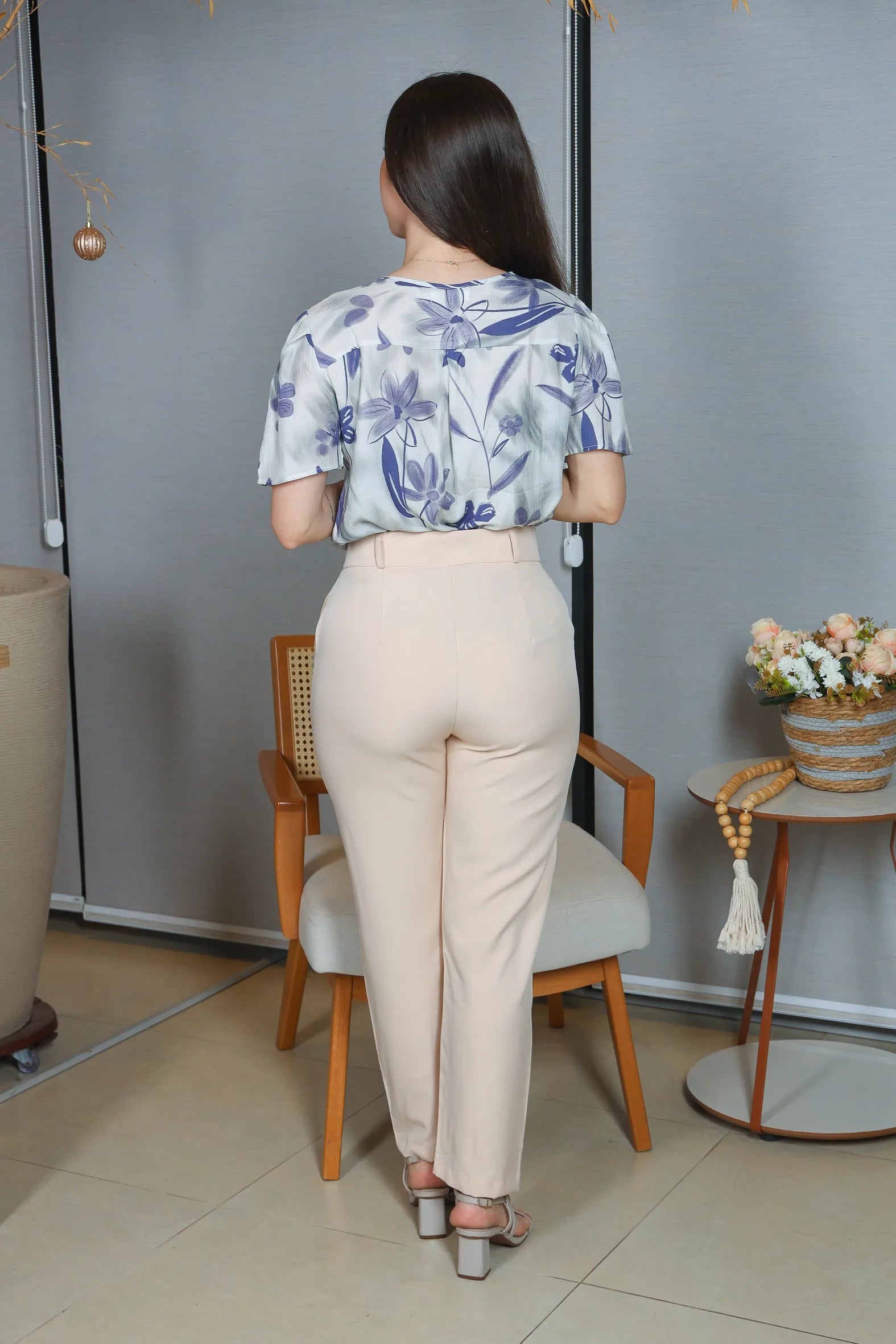 Blusa Manga Curta Visco Touch Estampa Floral Rosângela Violeta