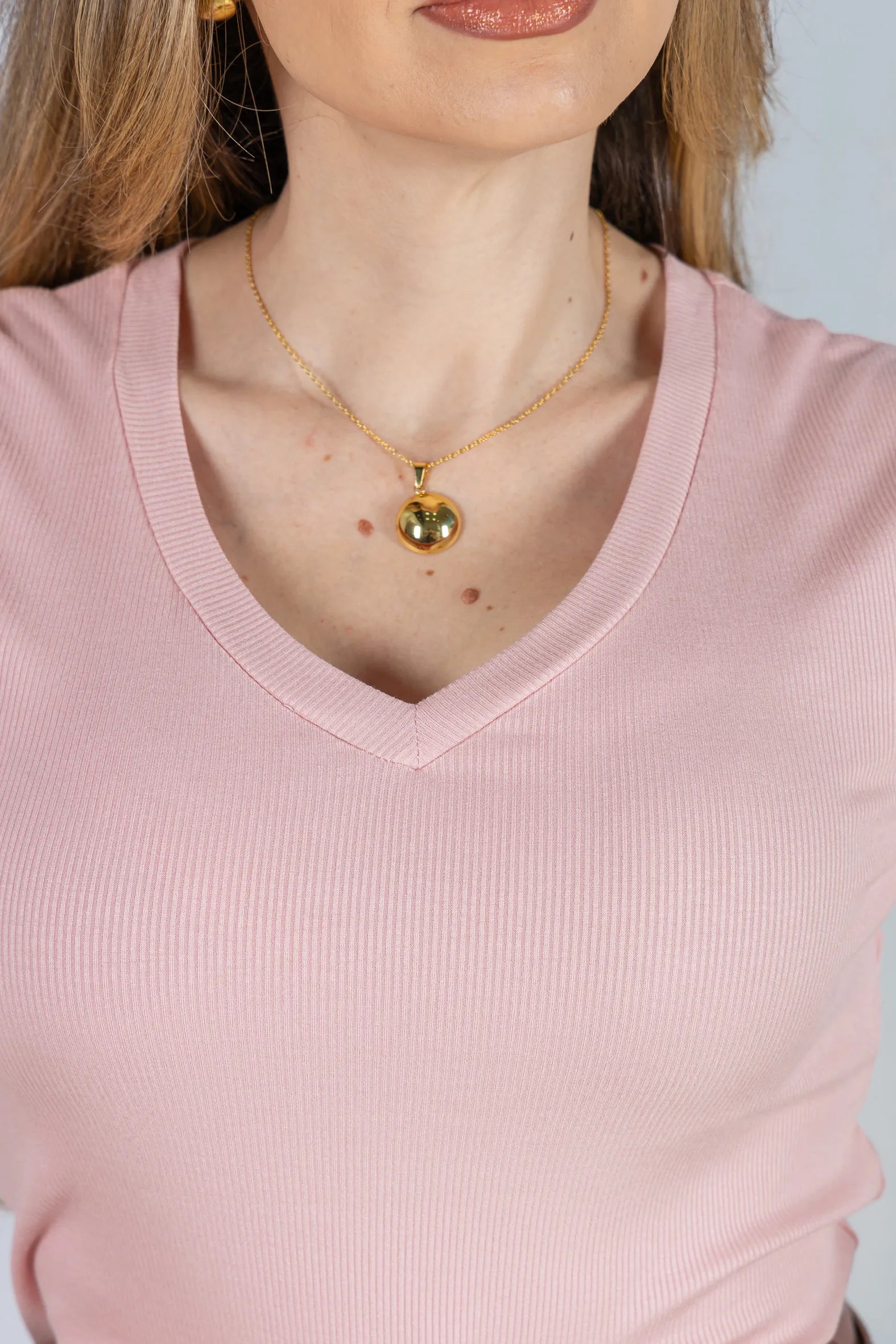Blusa Malha Canelada que Estica Celeste Rosa