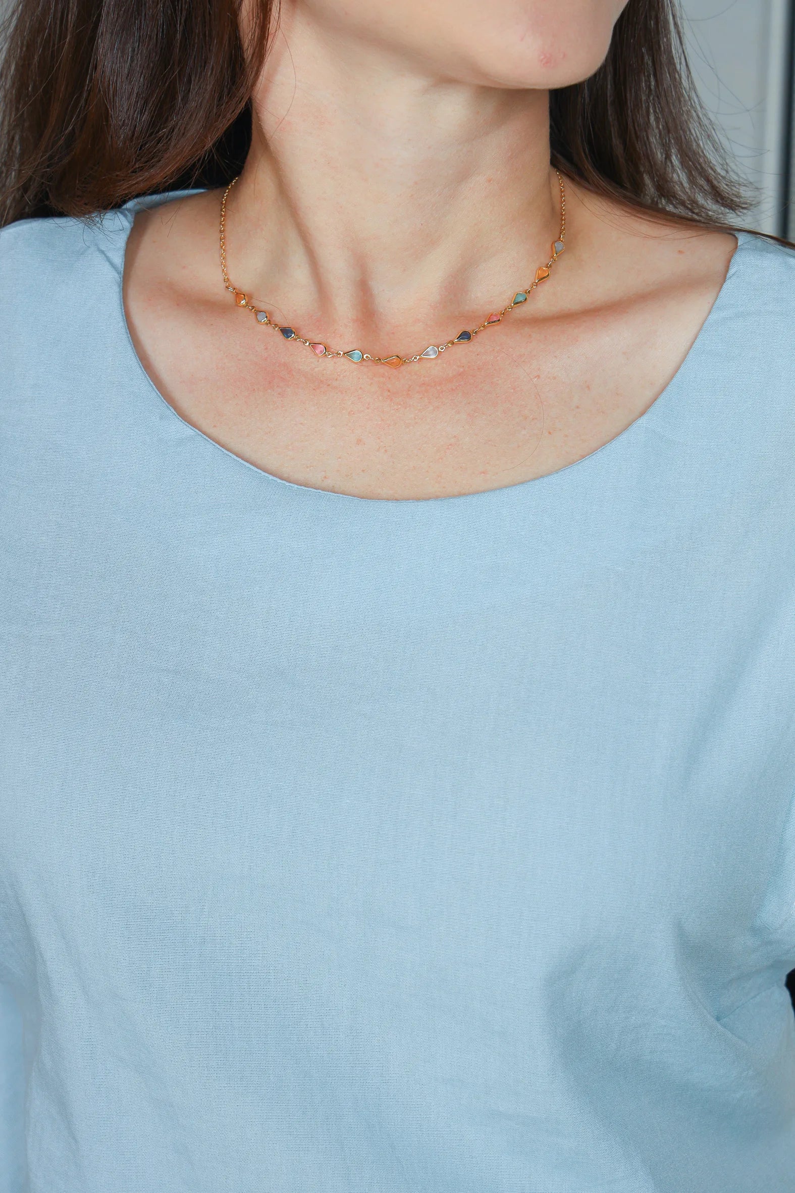Blusa Regata Muscle Tee em Cotton Mix Detalhe Cava Dobrada Diana Azul