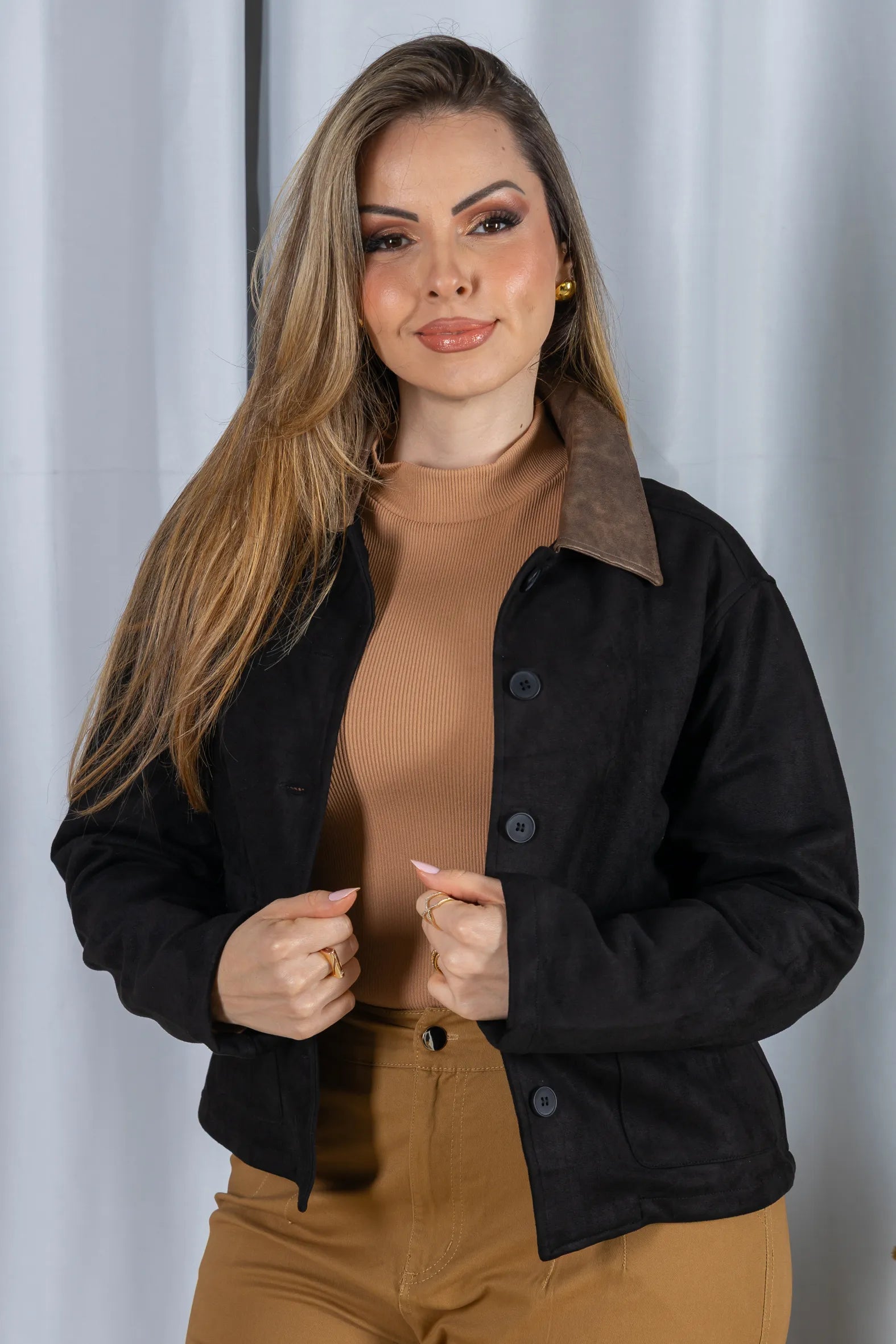 Jaqueta Suede Macia Lua Preta