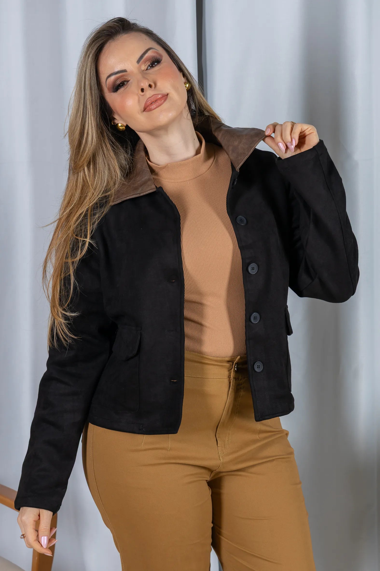 Jaqueta Suede Macia Lua Preta