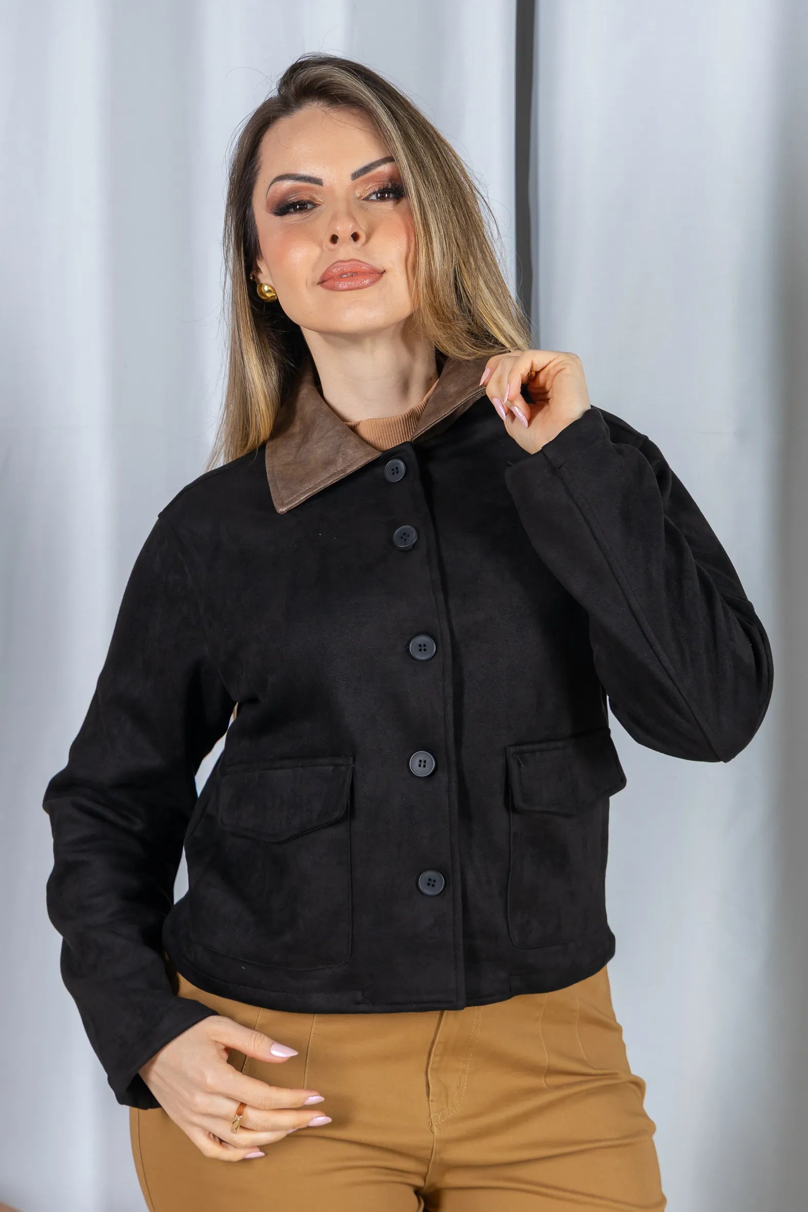 Jaqueta Suede Macia Lua Preta