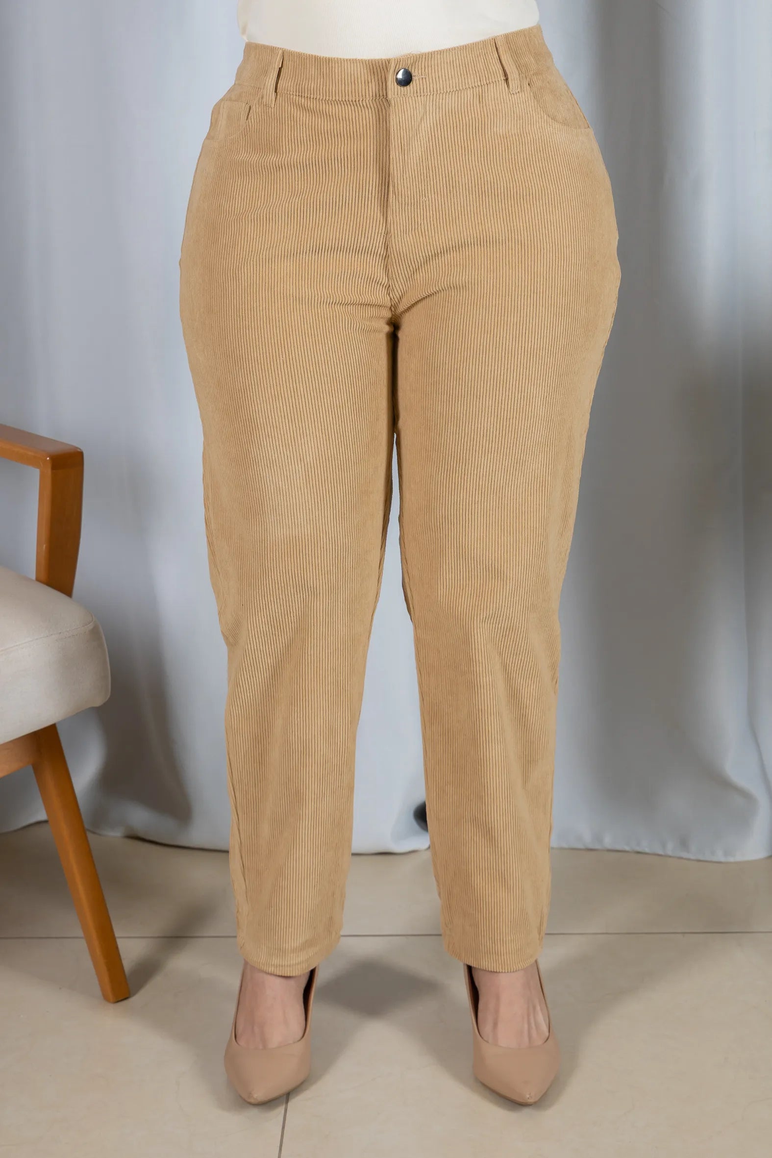 Calça Cotelê Corte Reto Lupita Creme