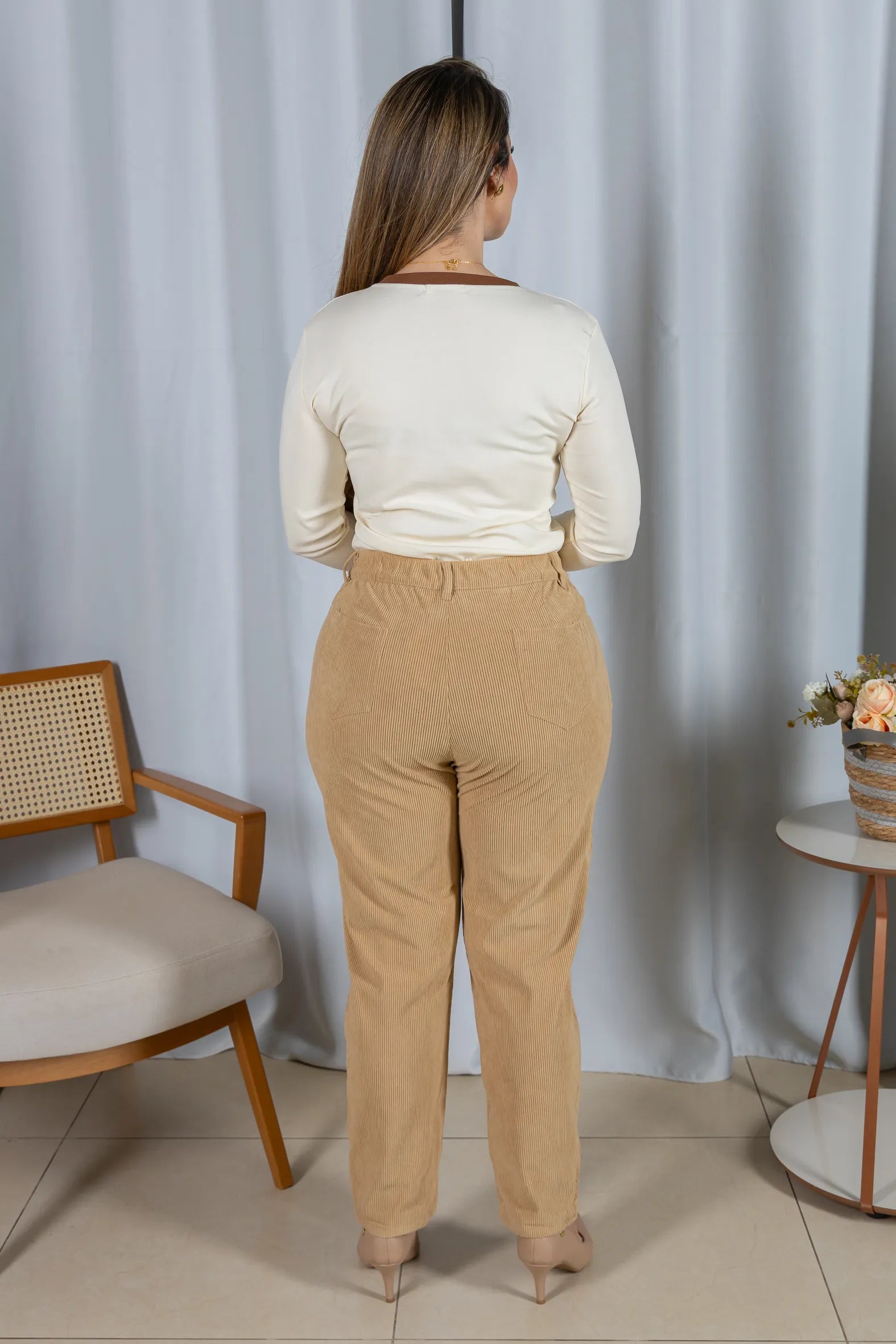 Blusa Cotton Lycra Confortável Helena Creme
