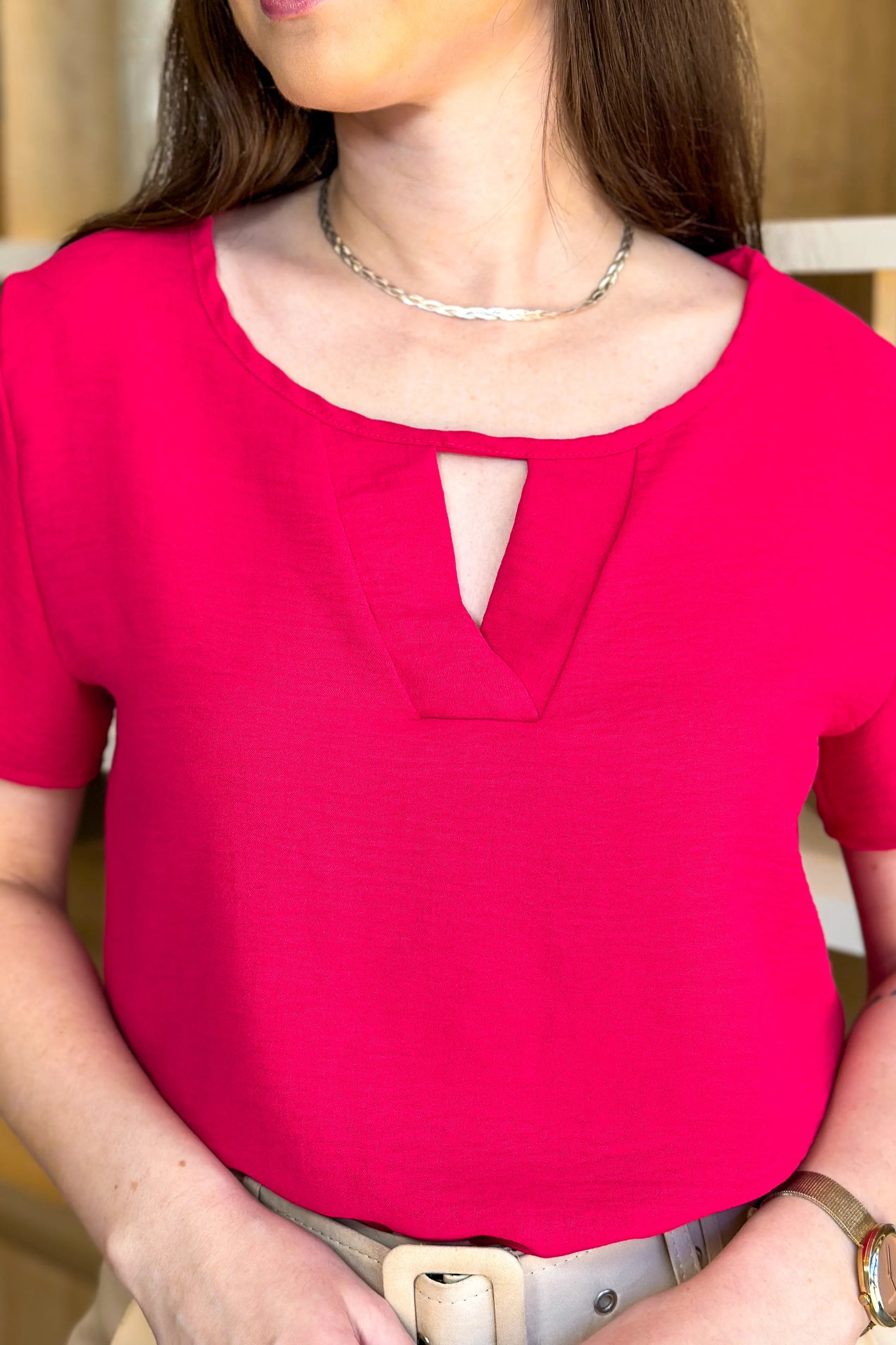 Blusa Manga Curta Detalhe Choker Jade Pink