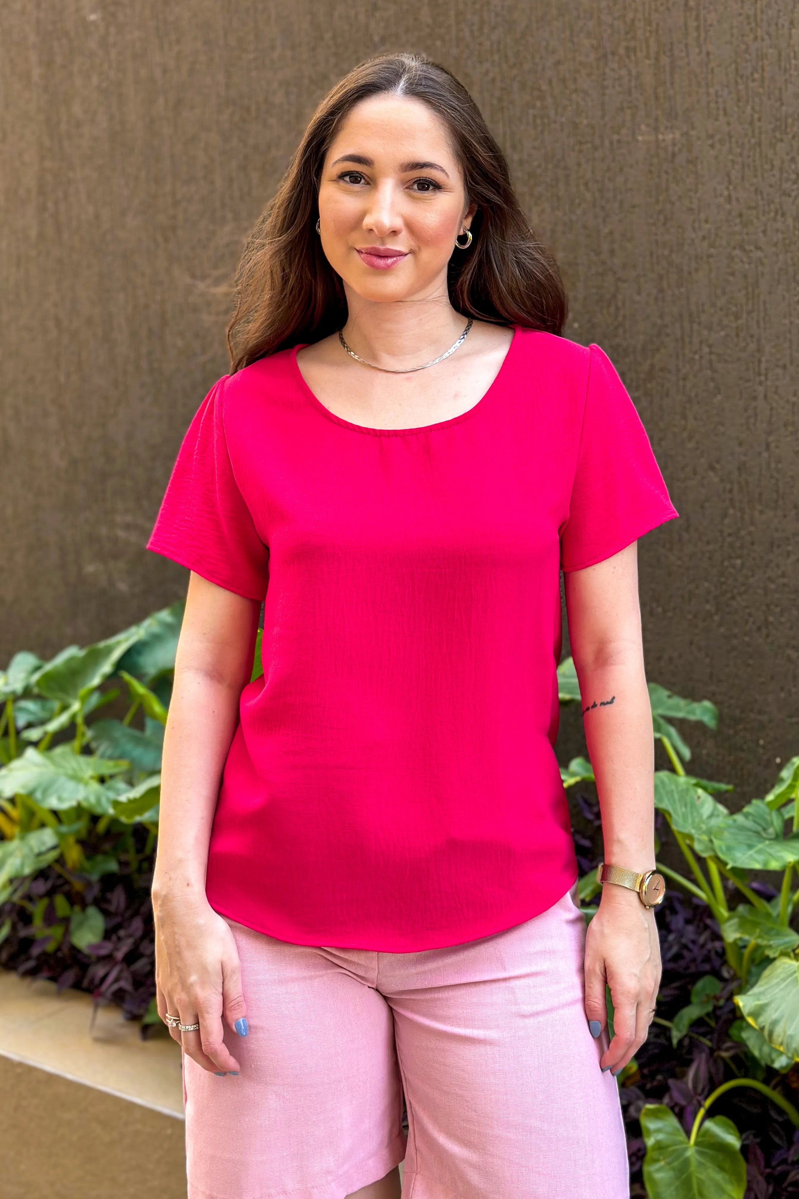 Blusa Manga Curta Lisa Joyce Pink