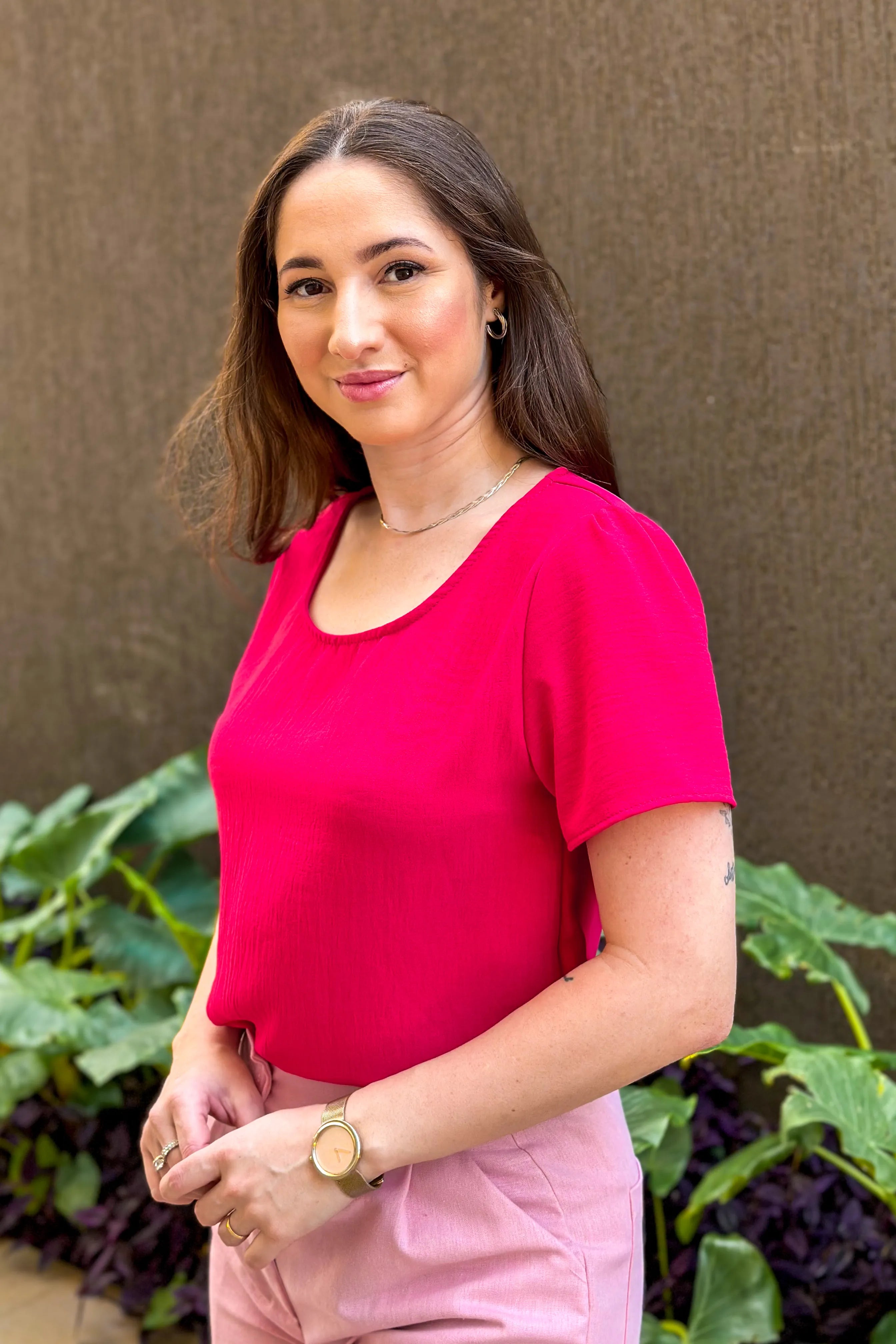 Blusa Manga Curta Lisa Joyce Pink