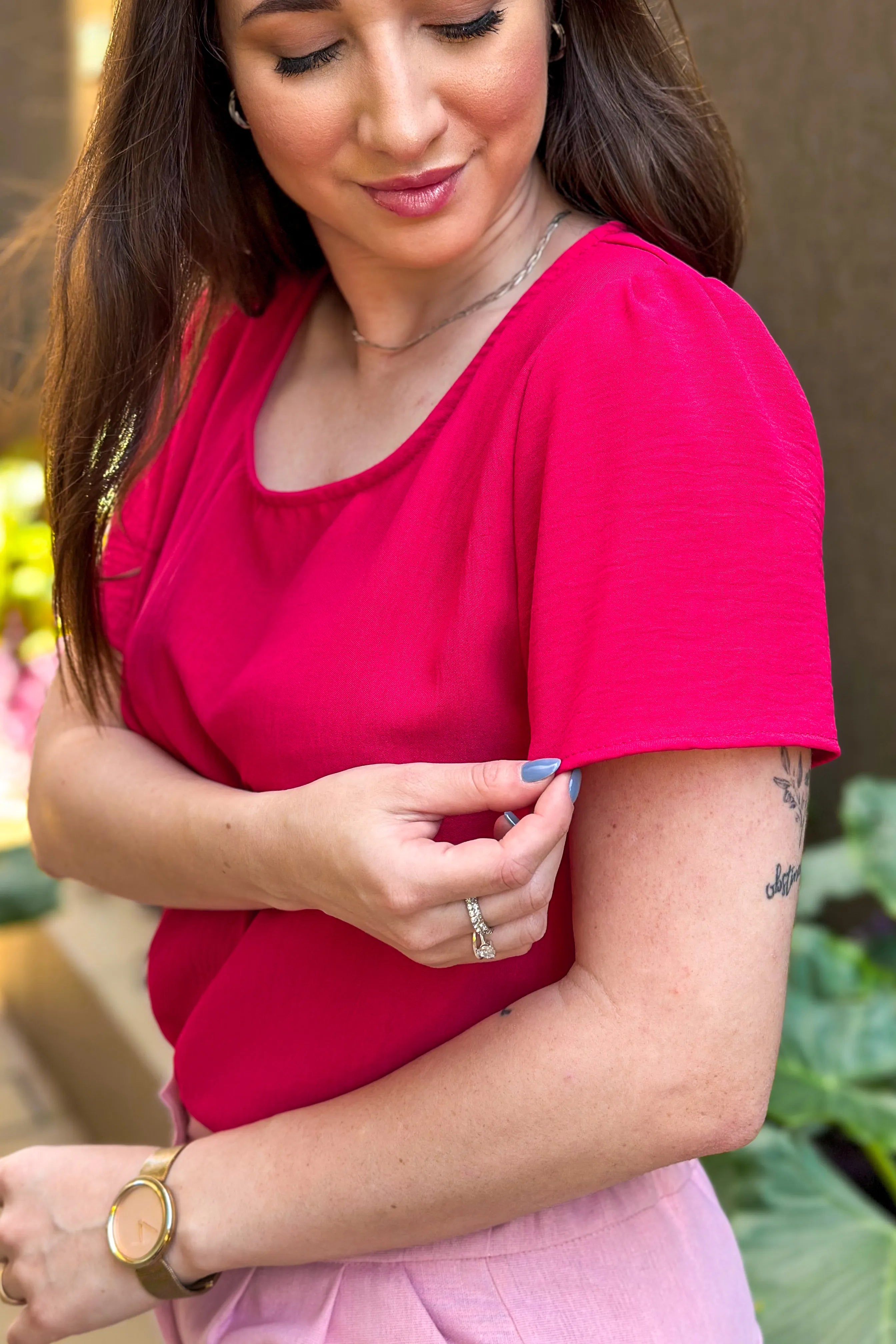 Blusa Manga Curta Lisa Joyce Pink