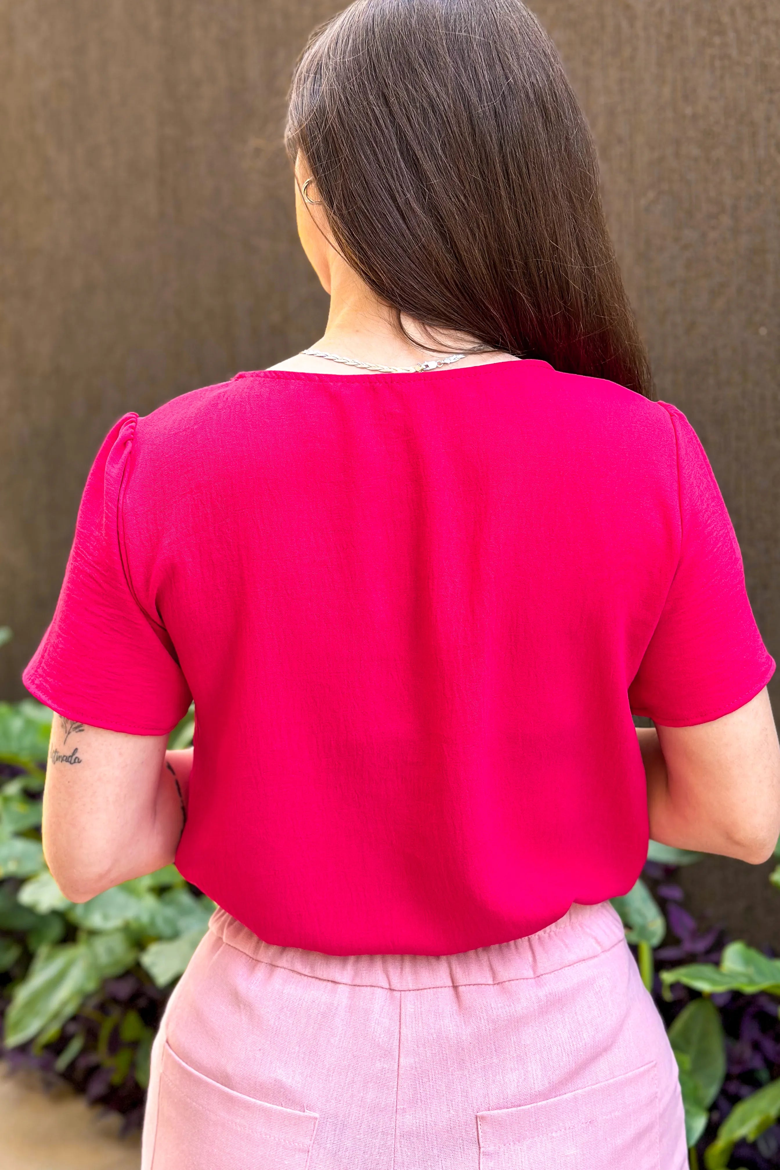 Blusa Manga Curta Lisa Joyce Pink