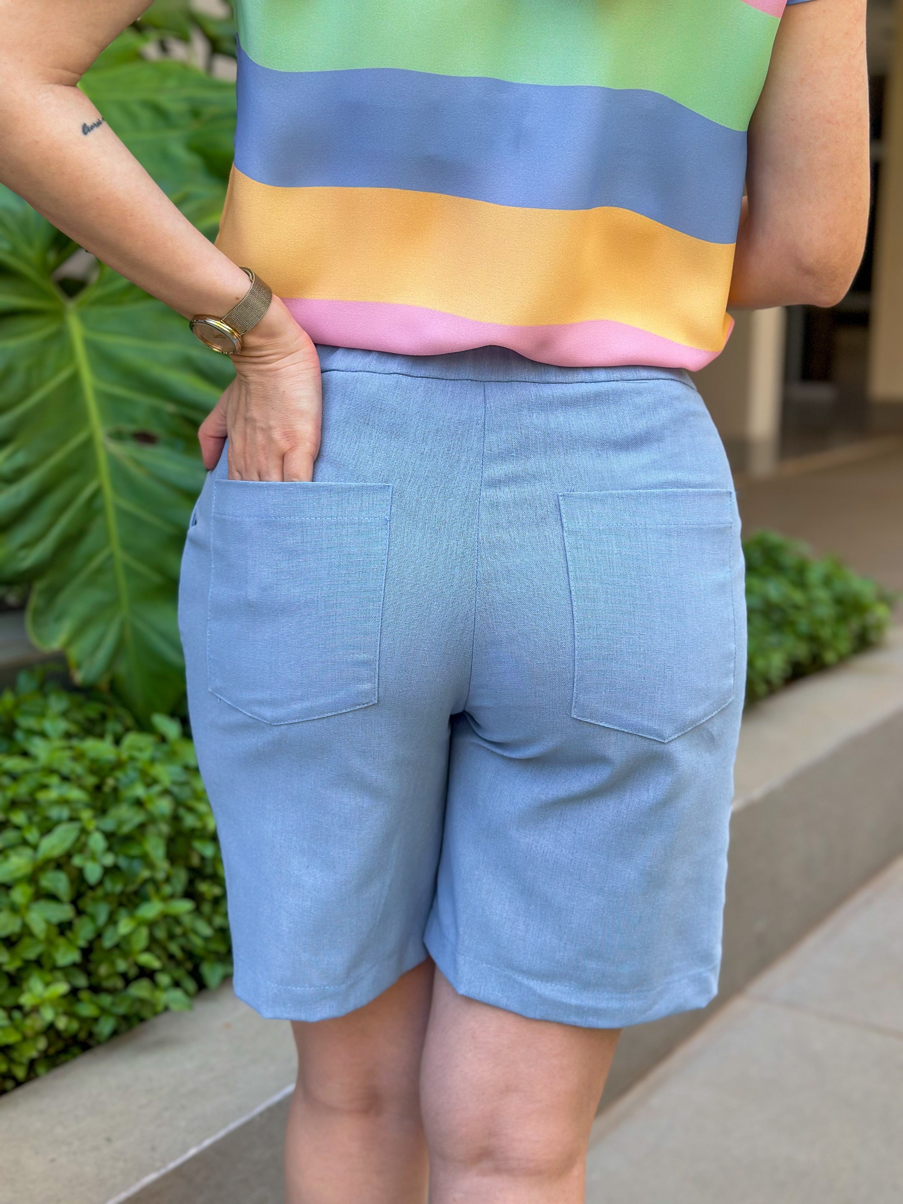 Short Em Linho Abigail Azul Claro