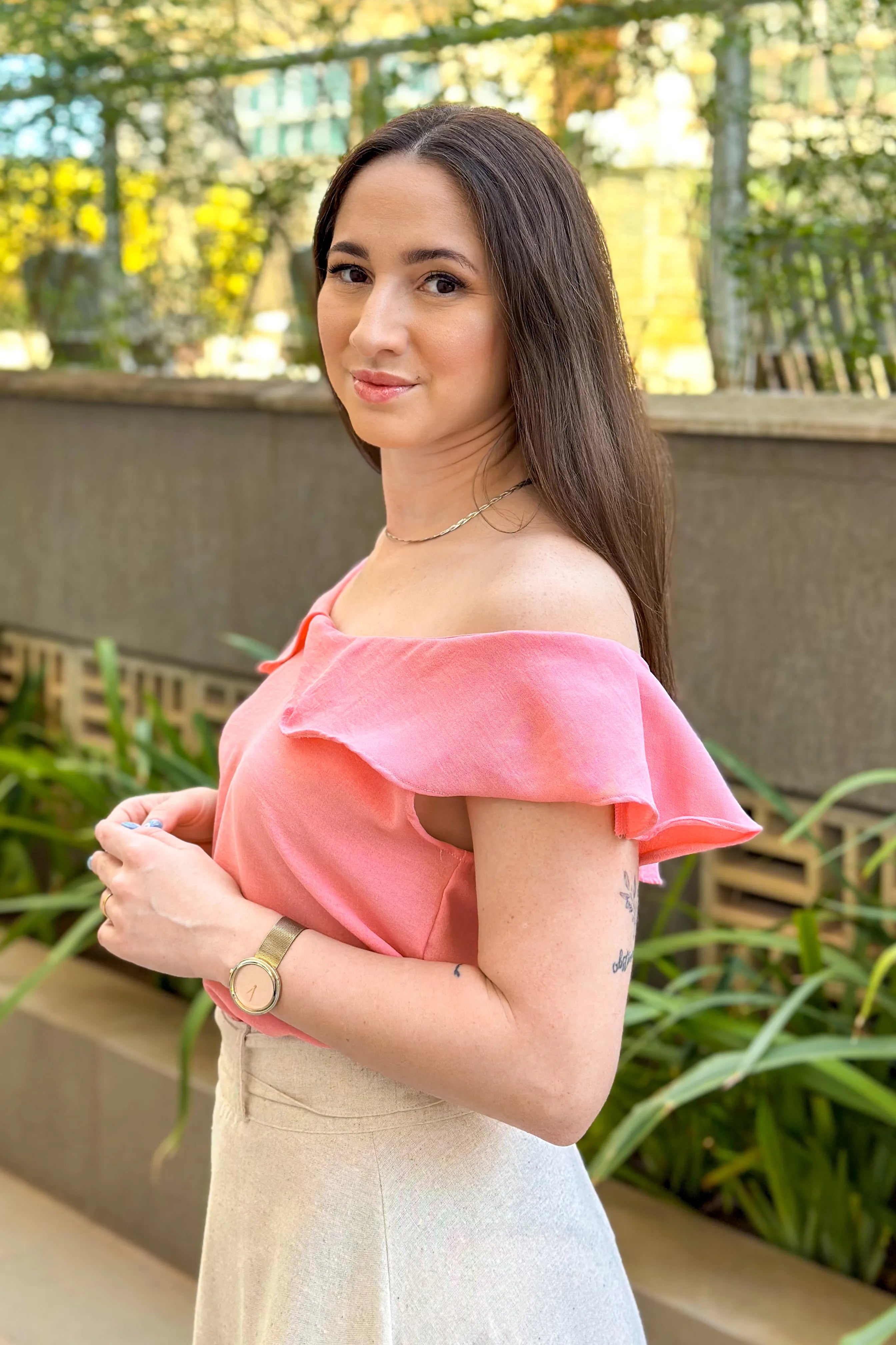 Blusa Detalhe Babados Malu Rosa Claro