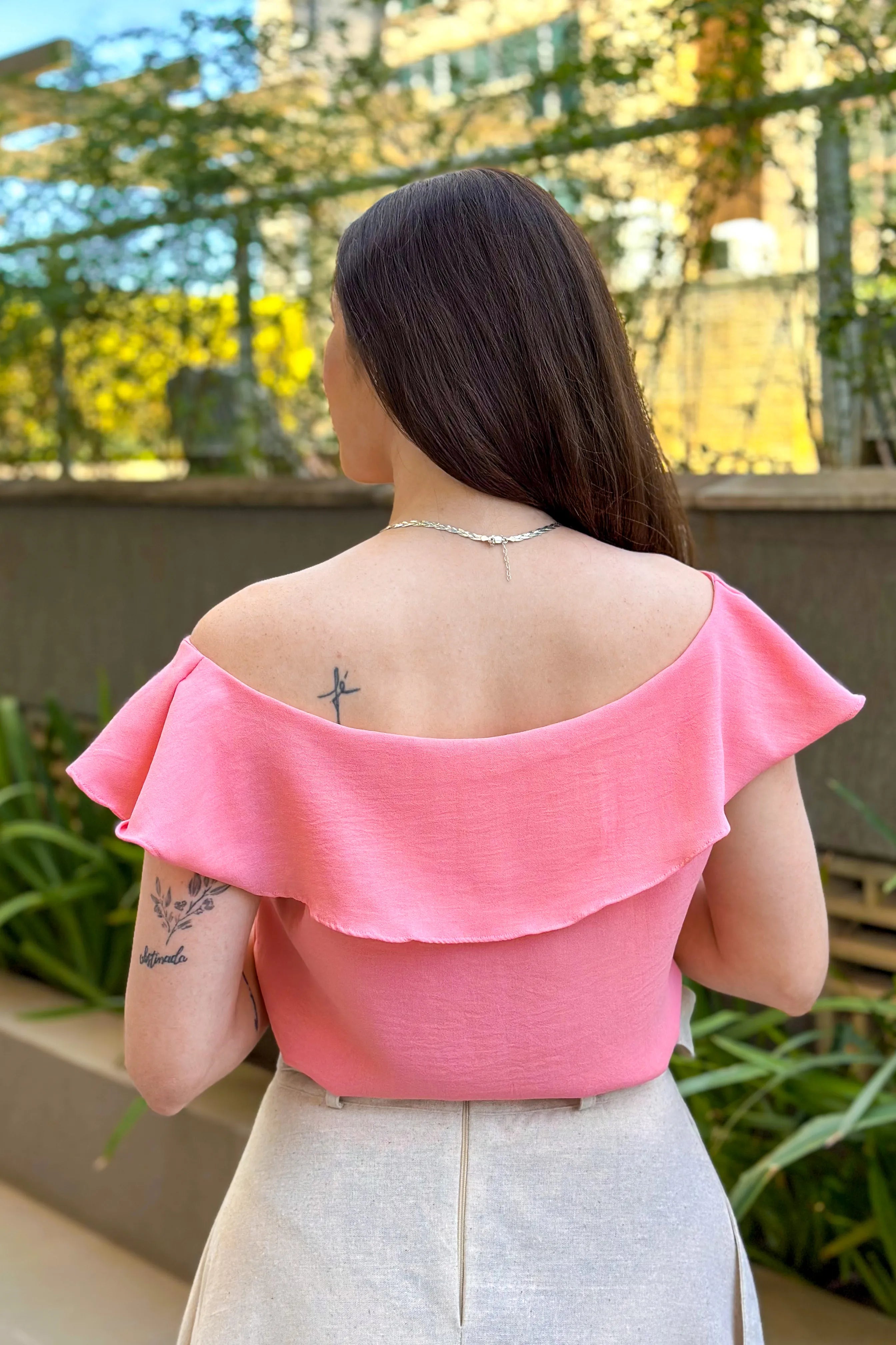 Blusa Detalhe Babados Malu Rosa Claro