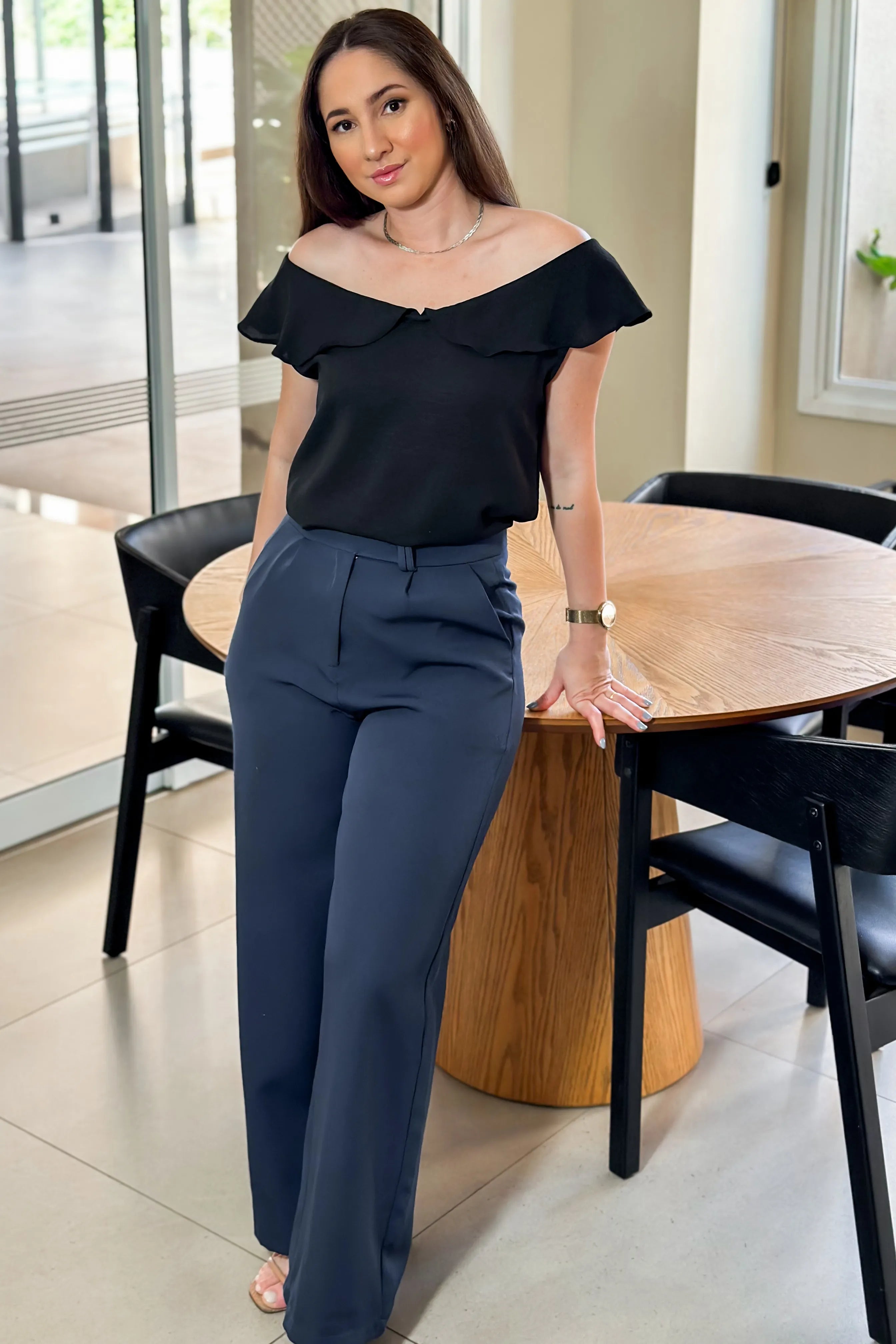 Blusa Detalhe Babados Malu Preta