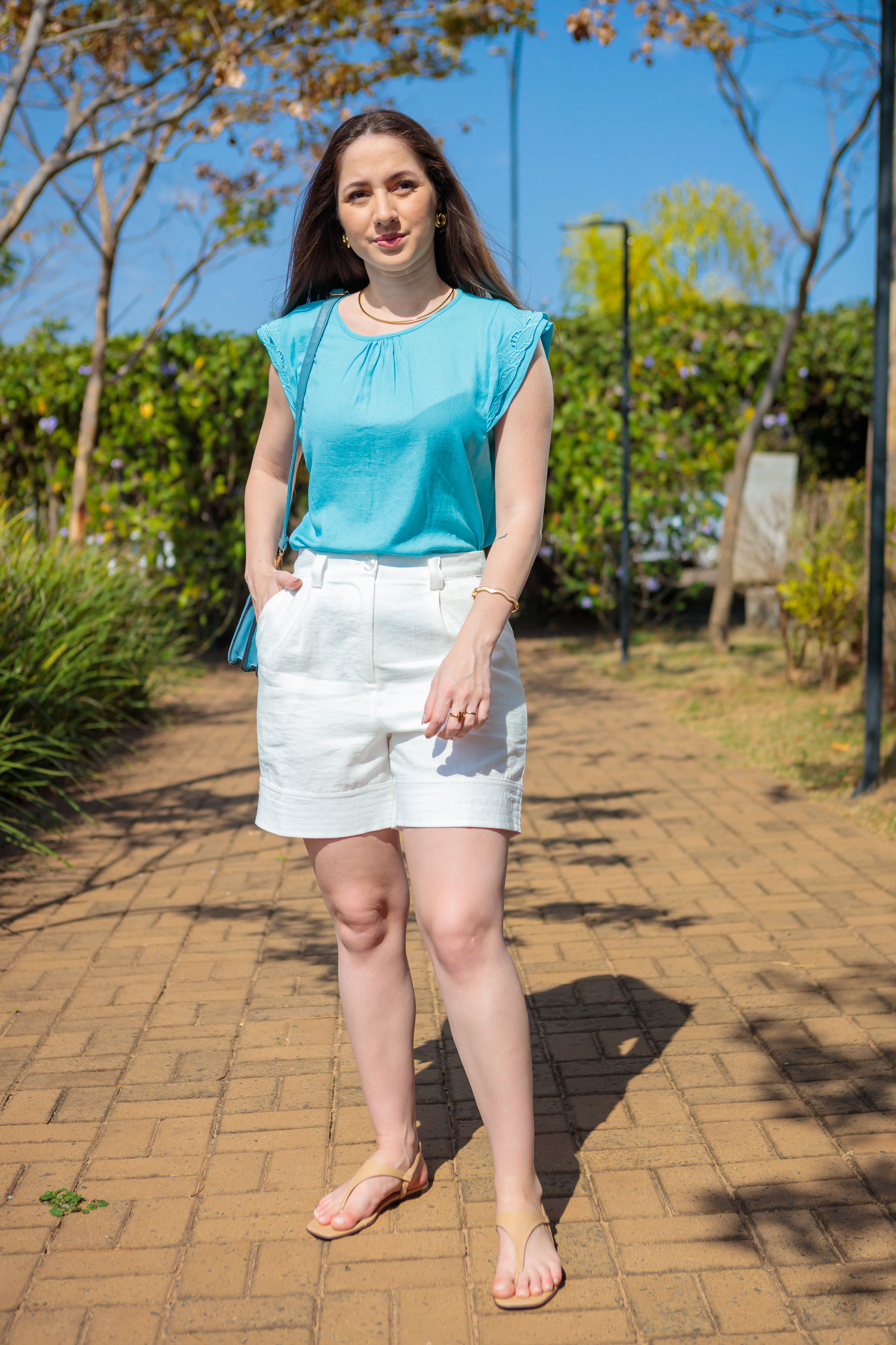 Short Em Viscose Detalhe Barra Selma Branco