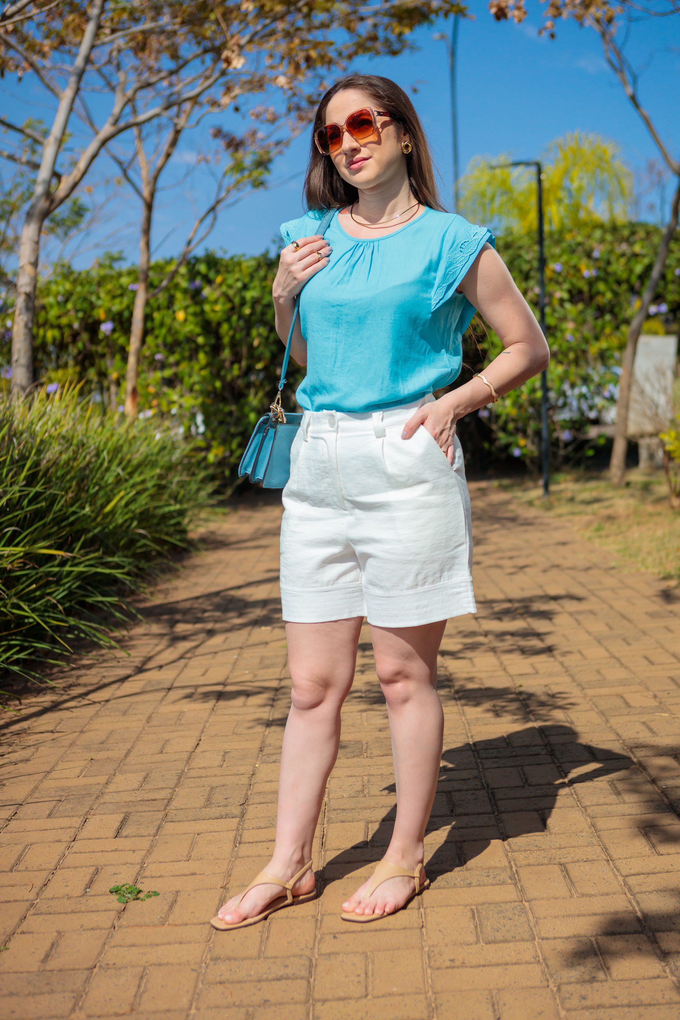 Short Em Viscose Detalhe Barra Selma Branco