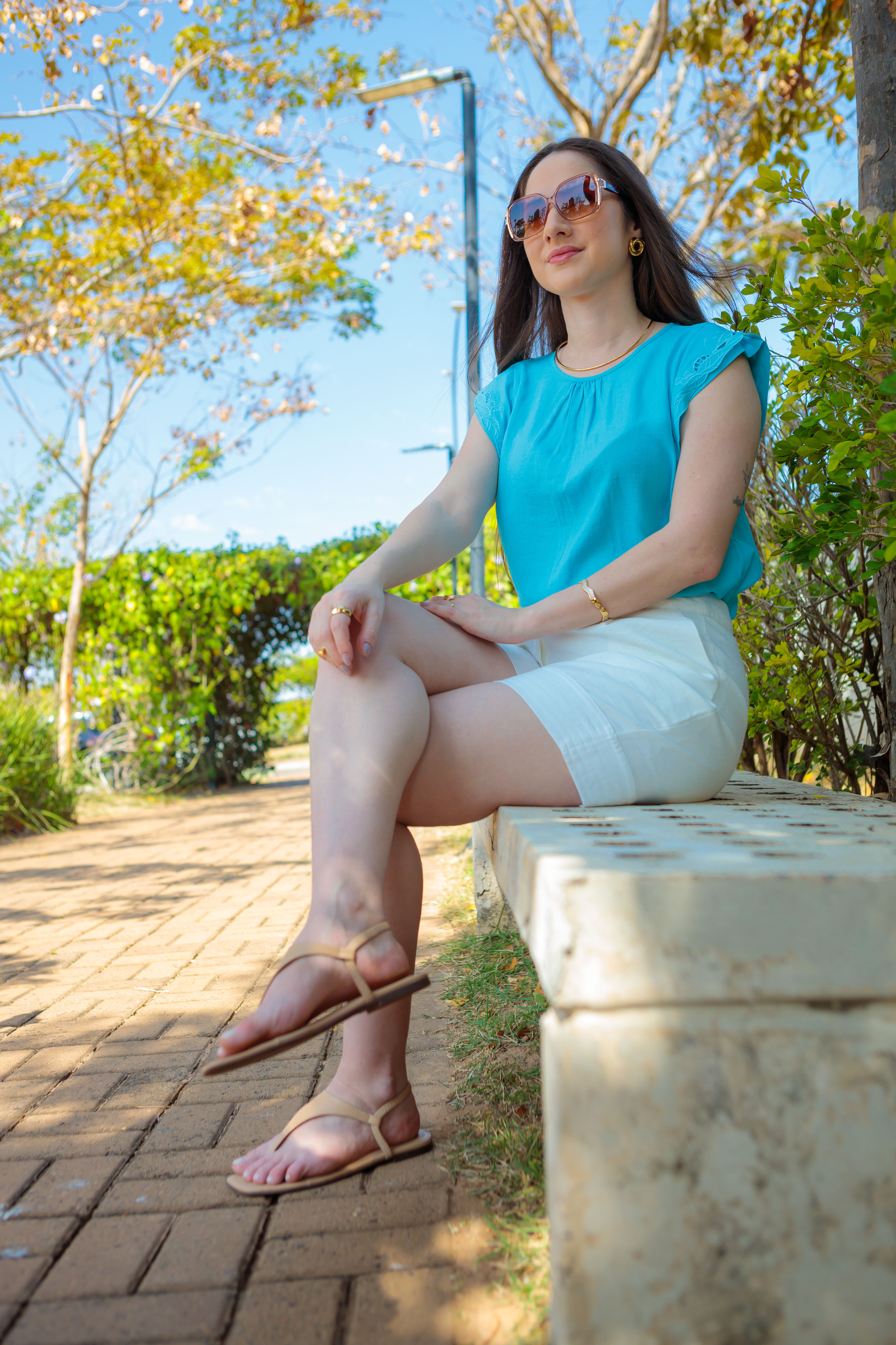 Short Em Viscose Detalhe Barra Selma Branco