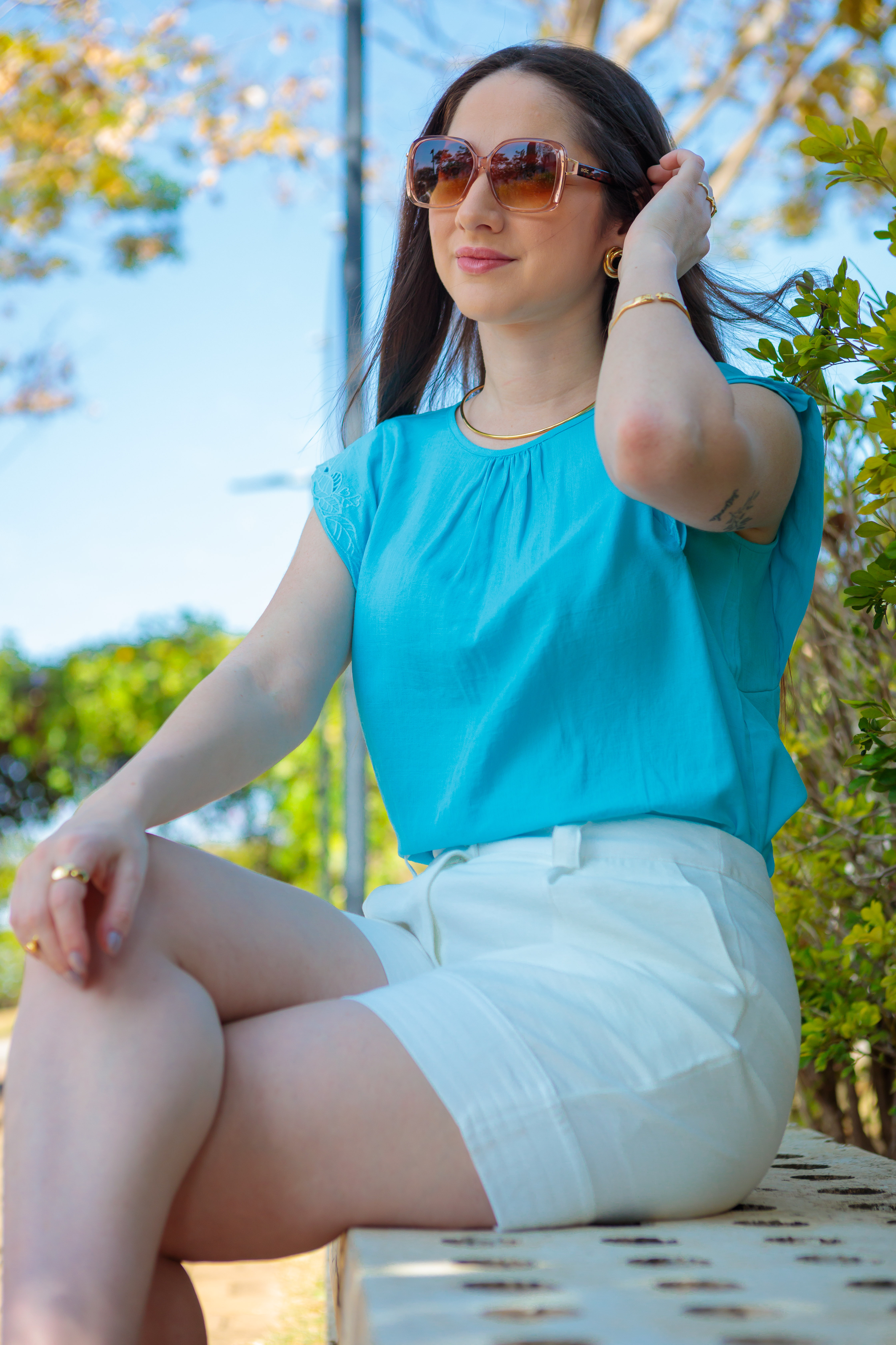 Short Em Viscose Detalhe Barra Selma Branco