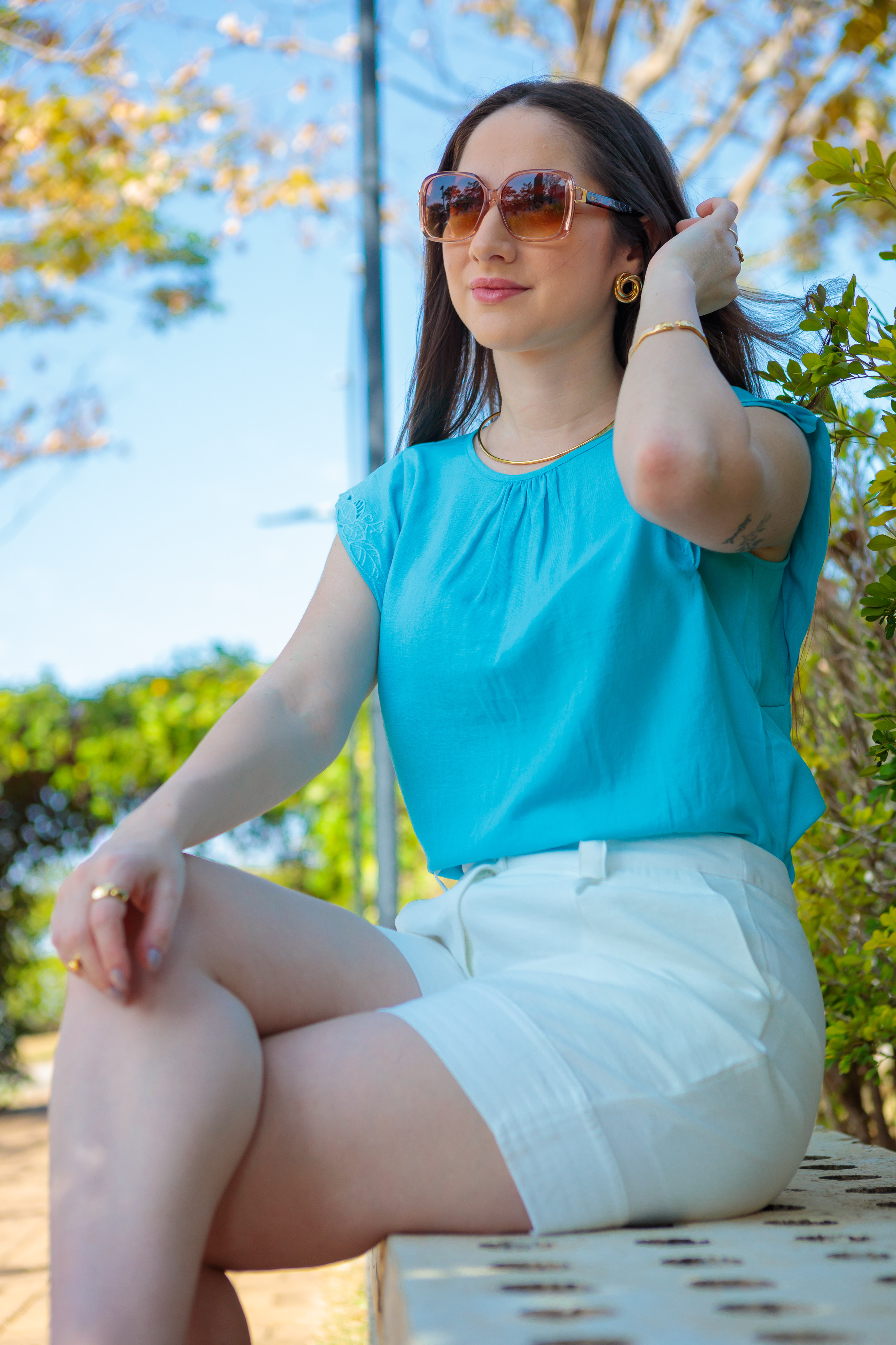 Short Em Viscose Detalhe Barra Selma Branco