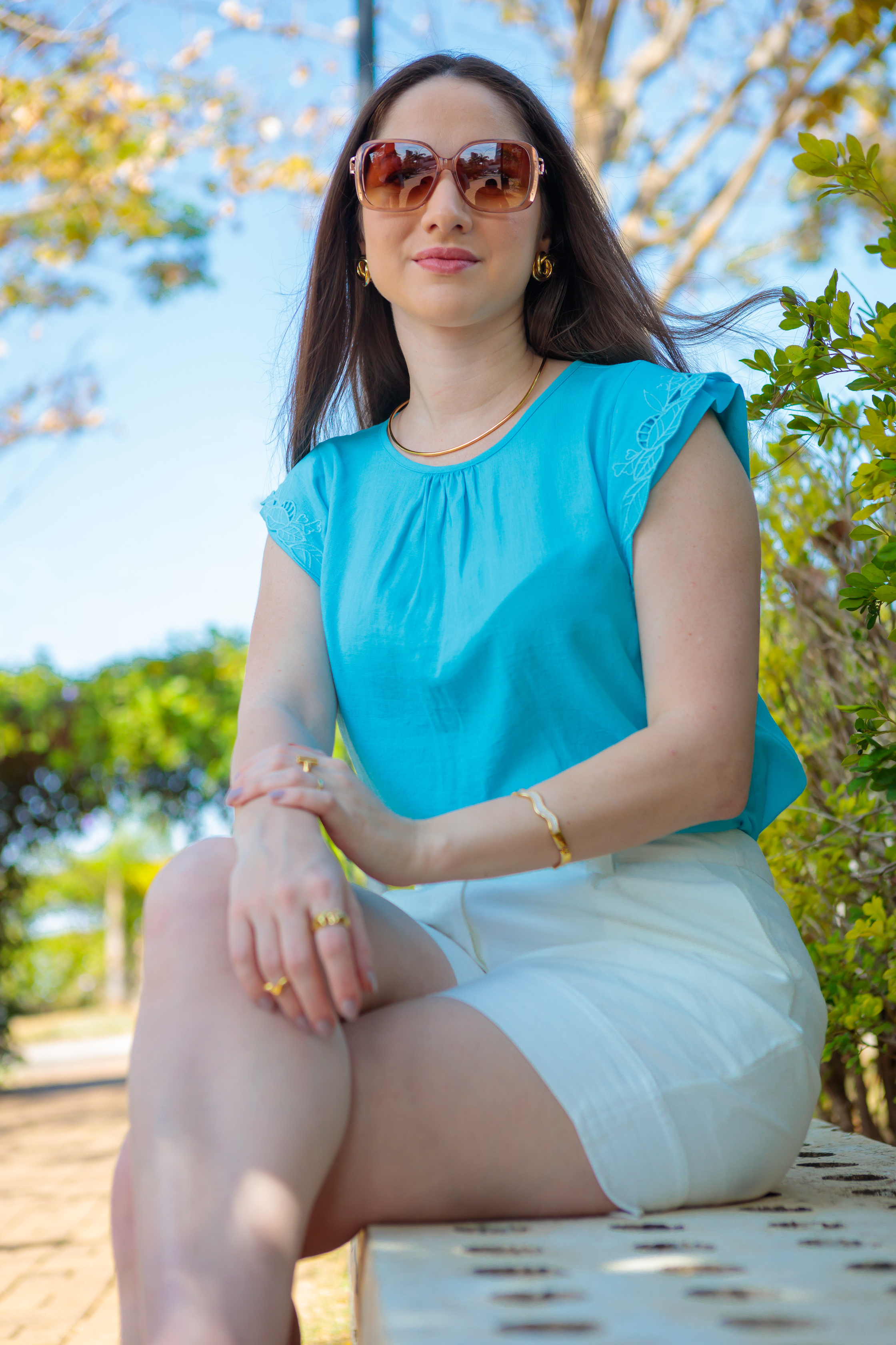 Short Em Viscose Detalhe Barra Selma Branco