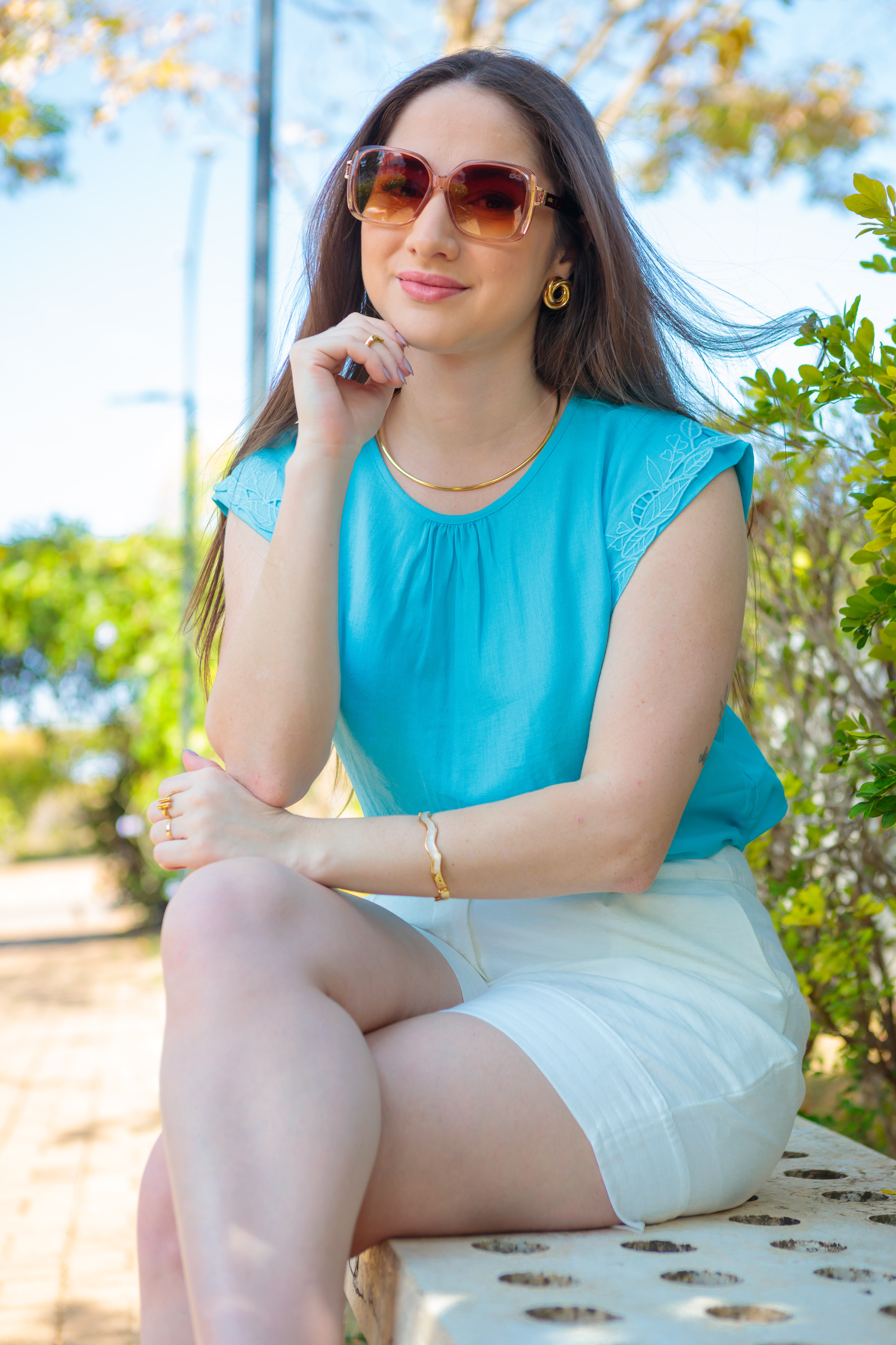 Short Em Viscose Detalhe Barra Selma Branco