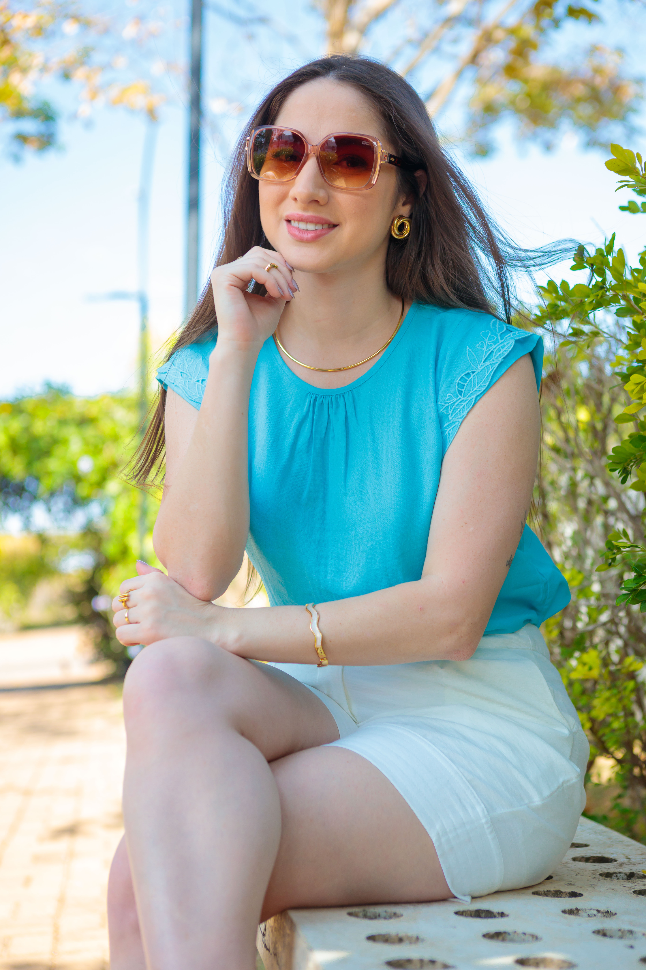 Short Em Viscose Detalhe Barra Selma Branco