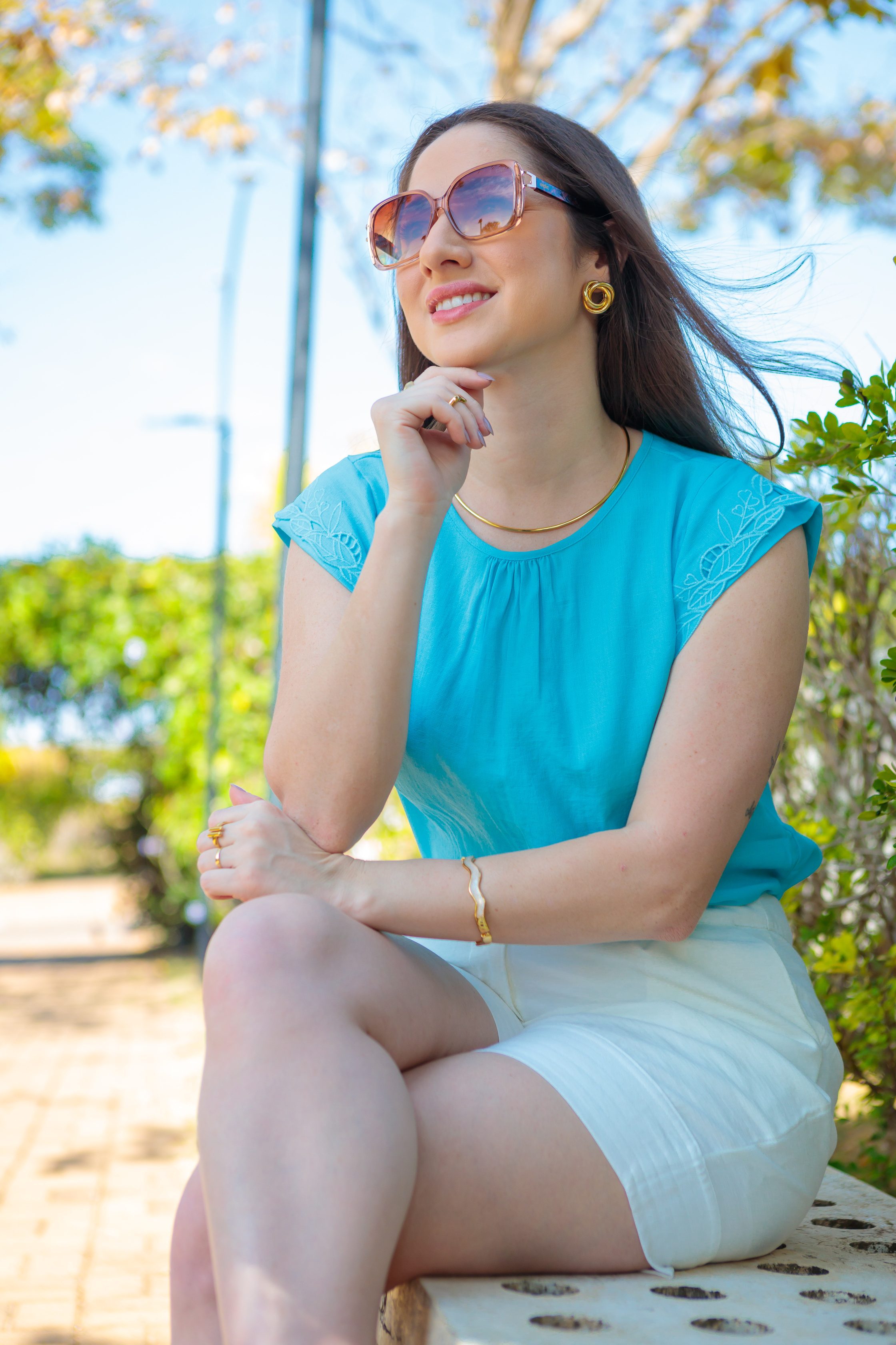 Short Em Viscose Detalhe Barra Selma Branco