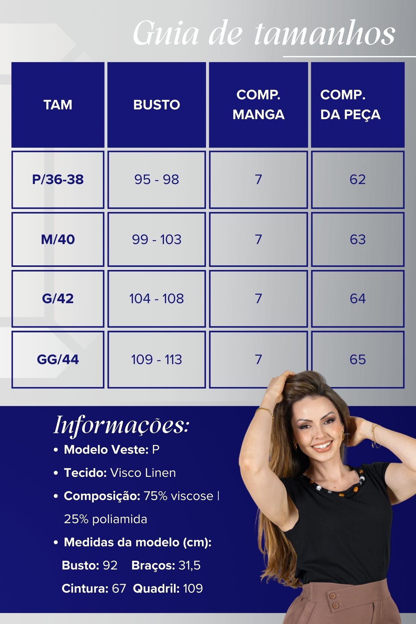 Blusa Manga Curta Visco Linen Detalhe Entrelaçado no Colo com Pedraria Iveth Preta