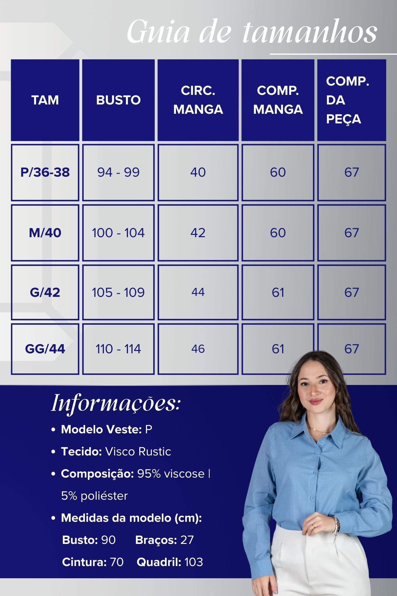 Camisa Manga Longa em Visco Rustic com Botões Jordana Azul