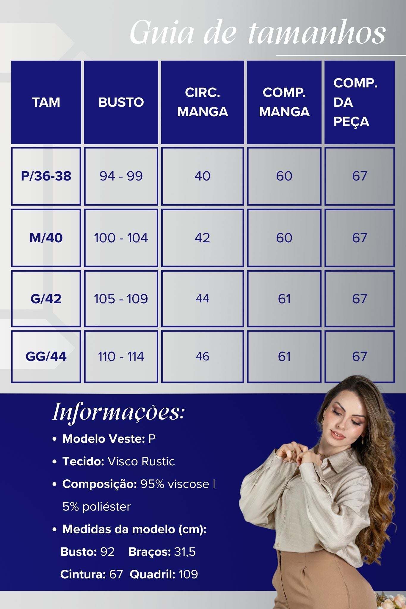 Camisa Manga Longa em Visco Rustic com Botões Jordana Bege