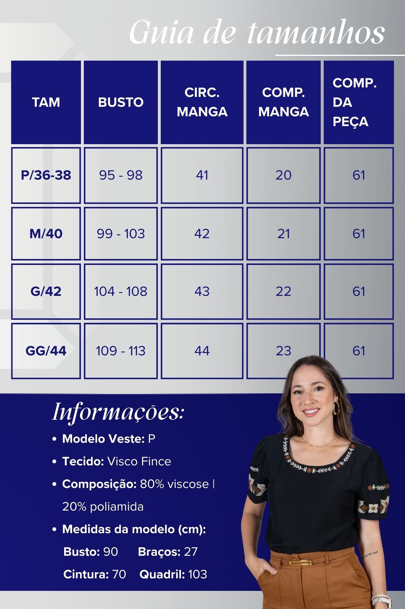 Blusa Manga Curta com Detalhes Bordados Visco Fine Juliana Preta
